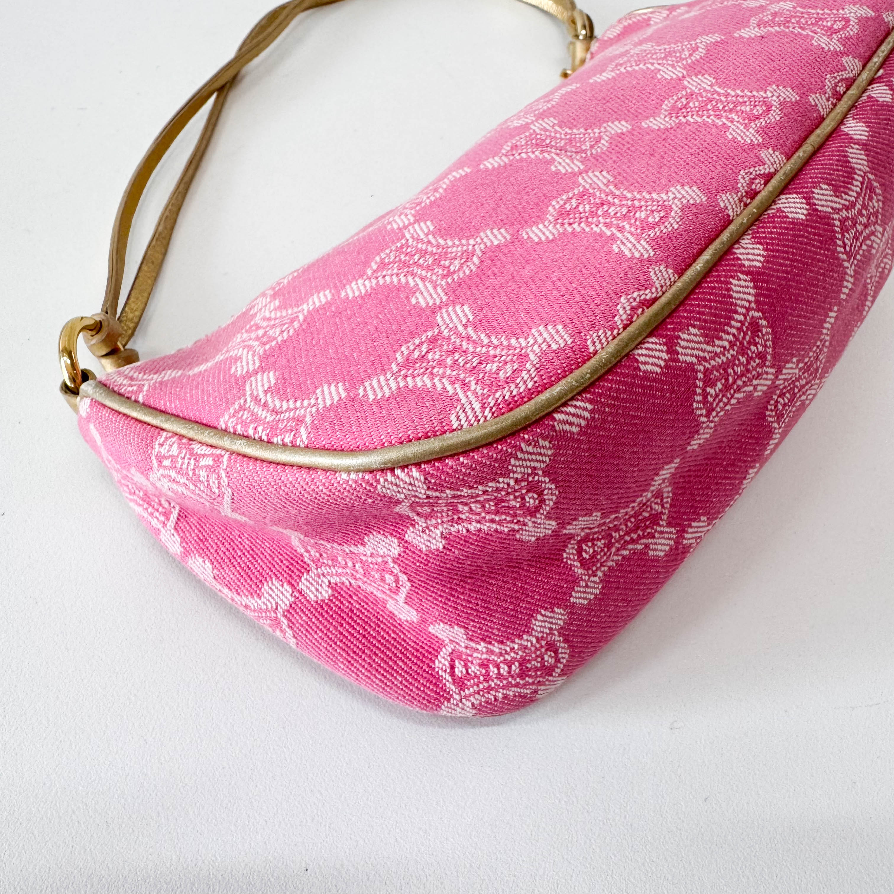 Paris Macadam Triomphe Pink Denim Pochette Shoulder Bag