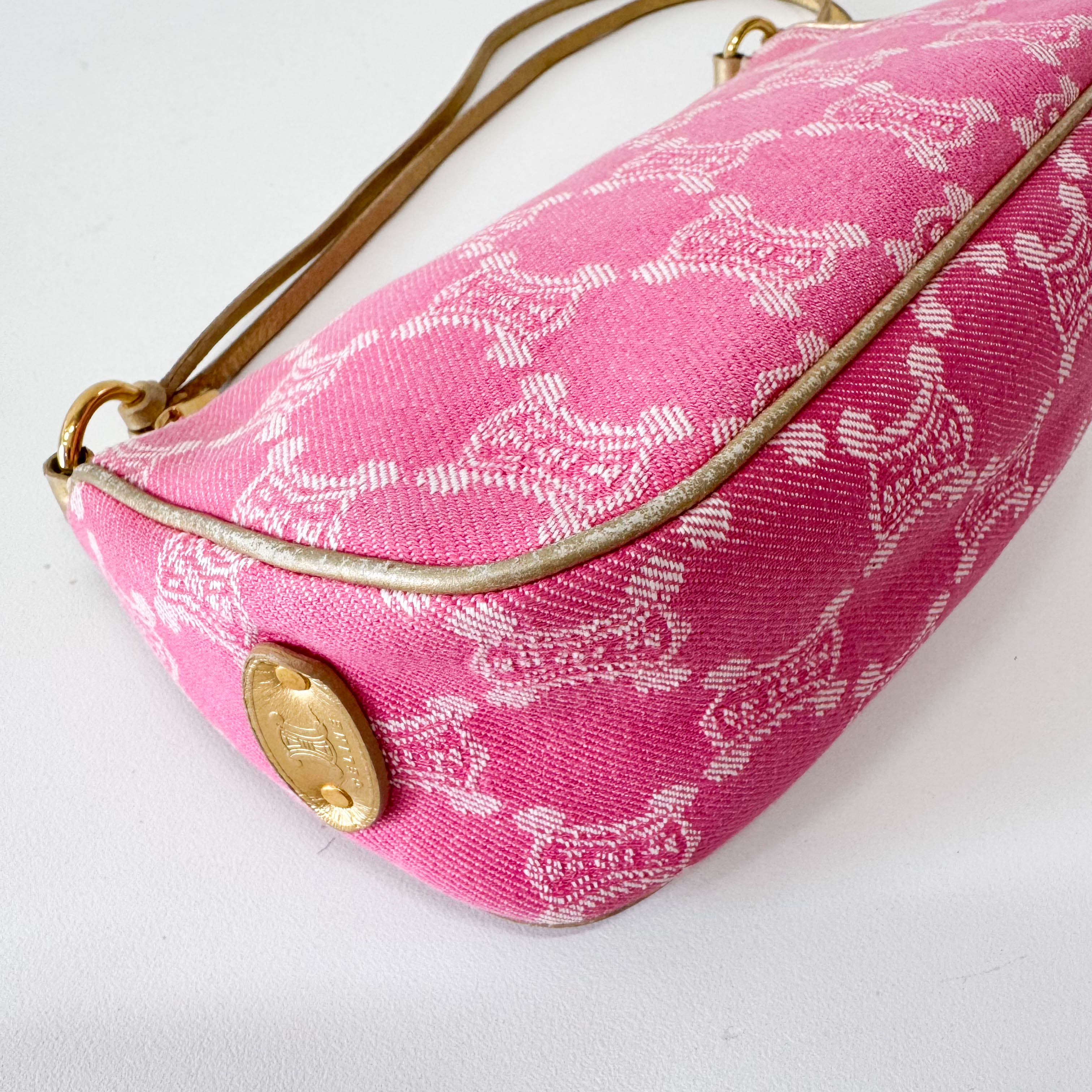 Paris Macadam Triomphe Pink Denim Pochette Shoulder Bag