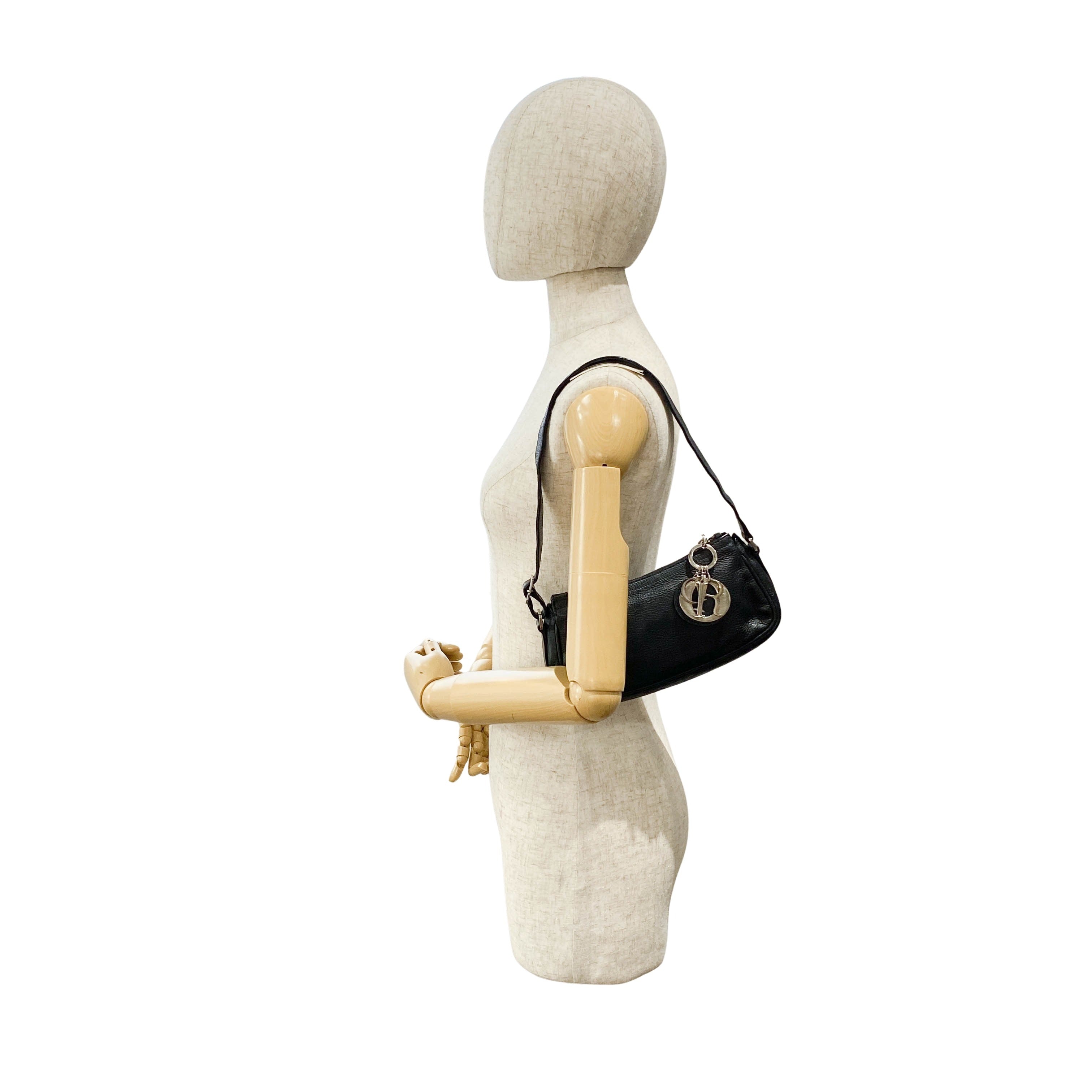 Black Leather with Charm Bag