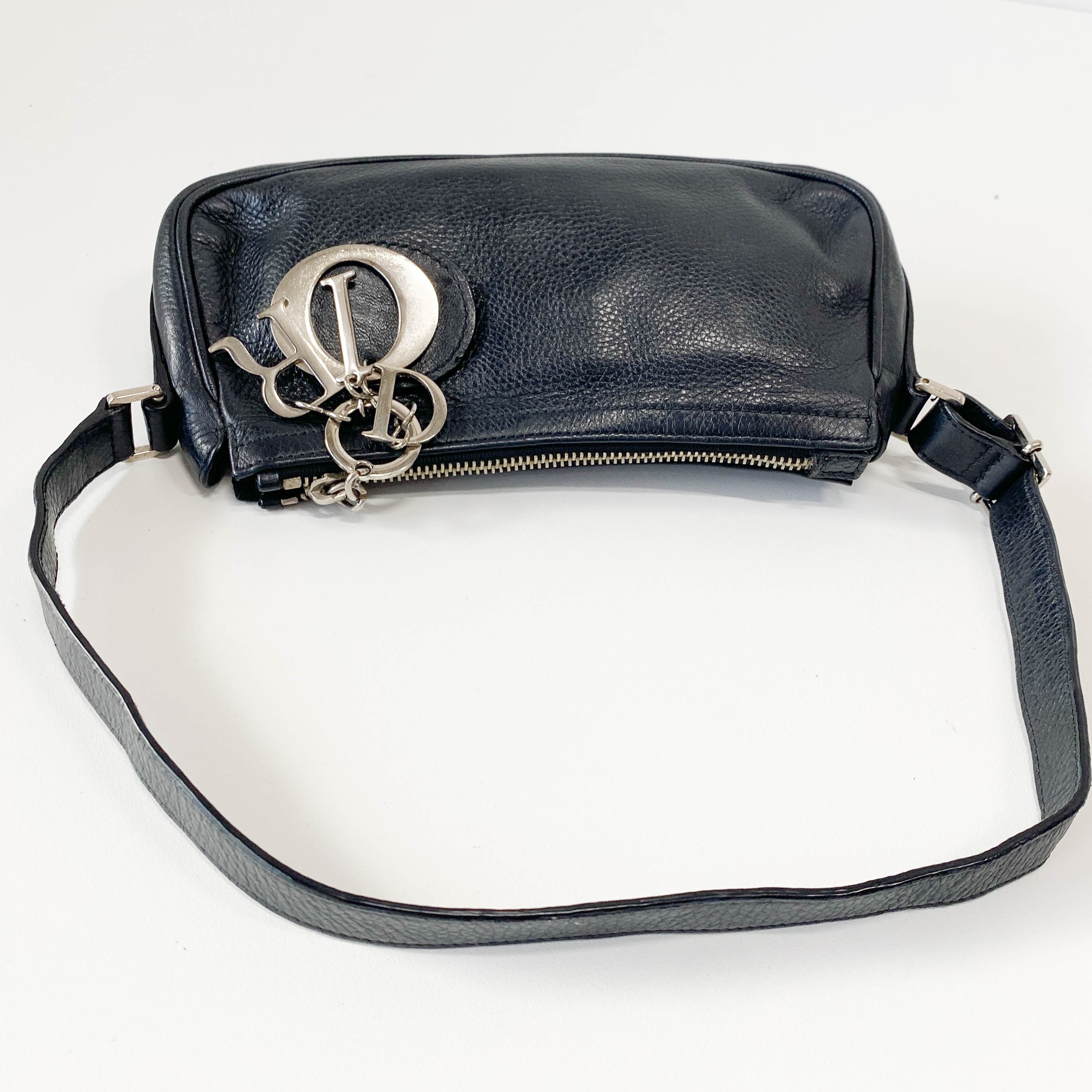 Black Leather with Charm Bag
