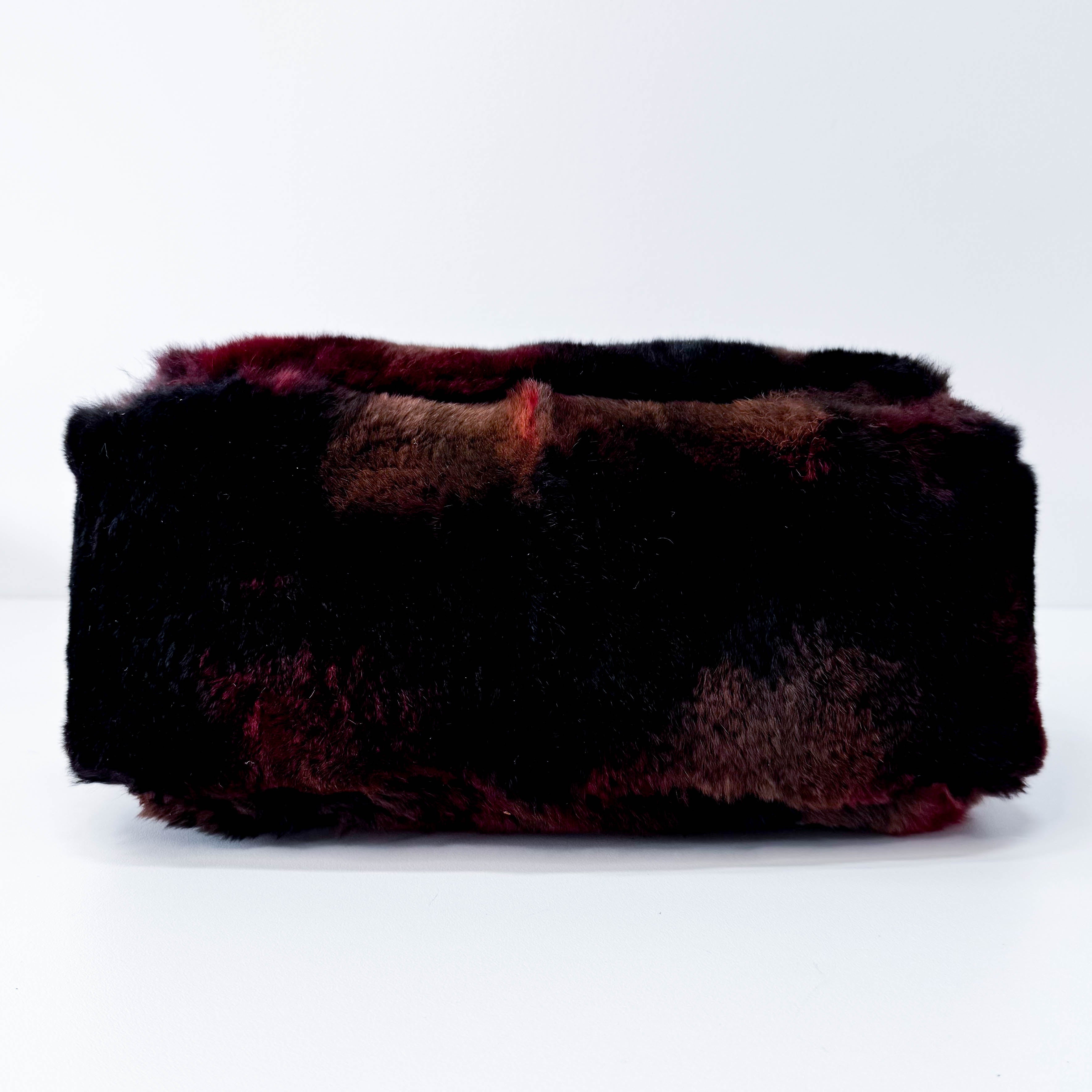 Mamma Baguette Red Multicolor Fur Shoulder Bag