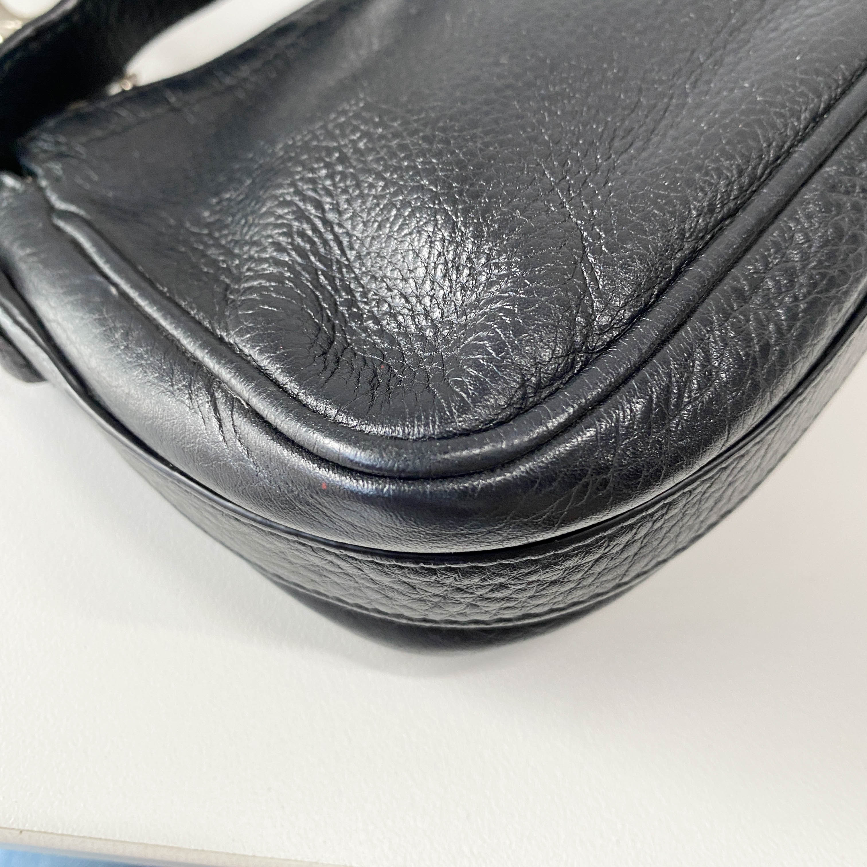 Black Leather with Charm Bag