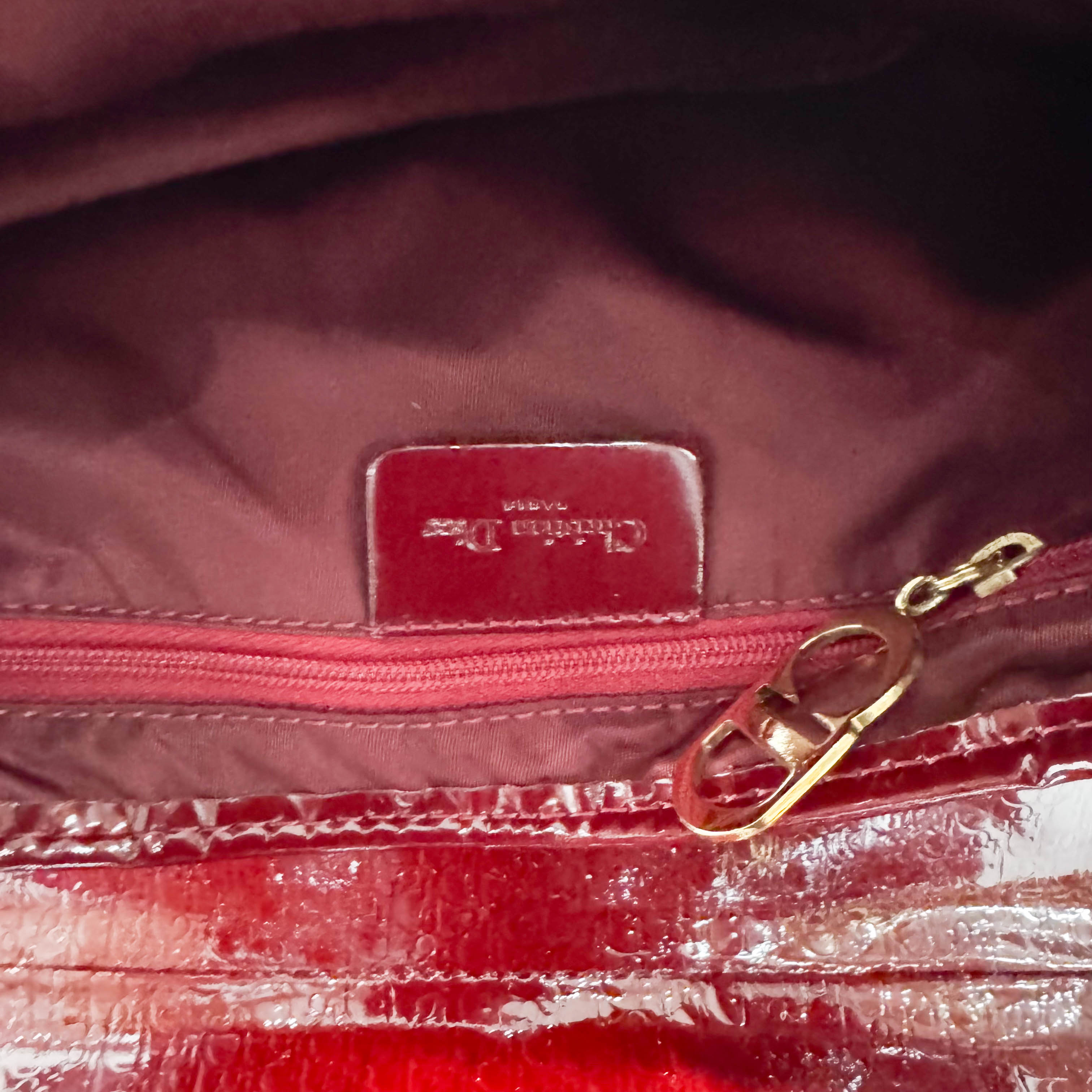 Saddle Red Trotter Patent Leather Shoulder Bag