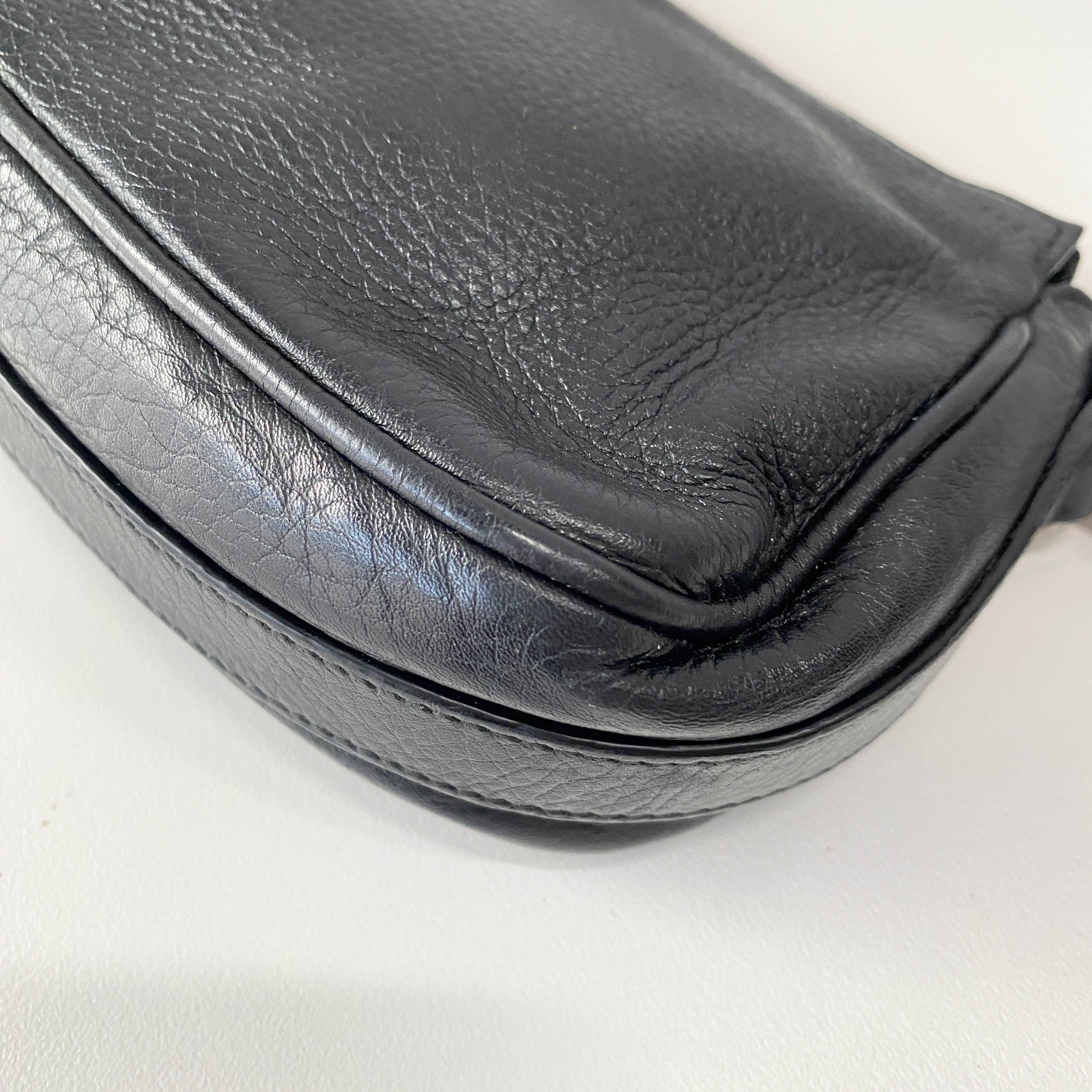 Black Leather with Charm Bag