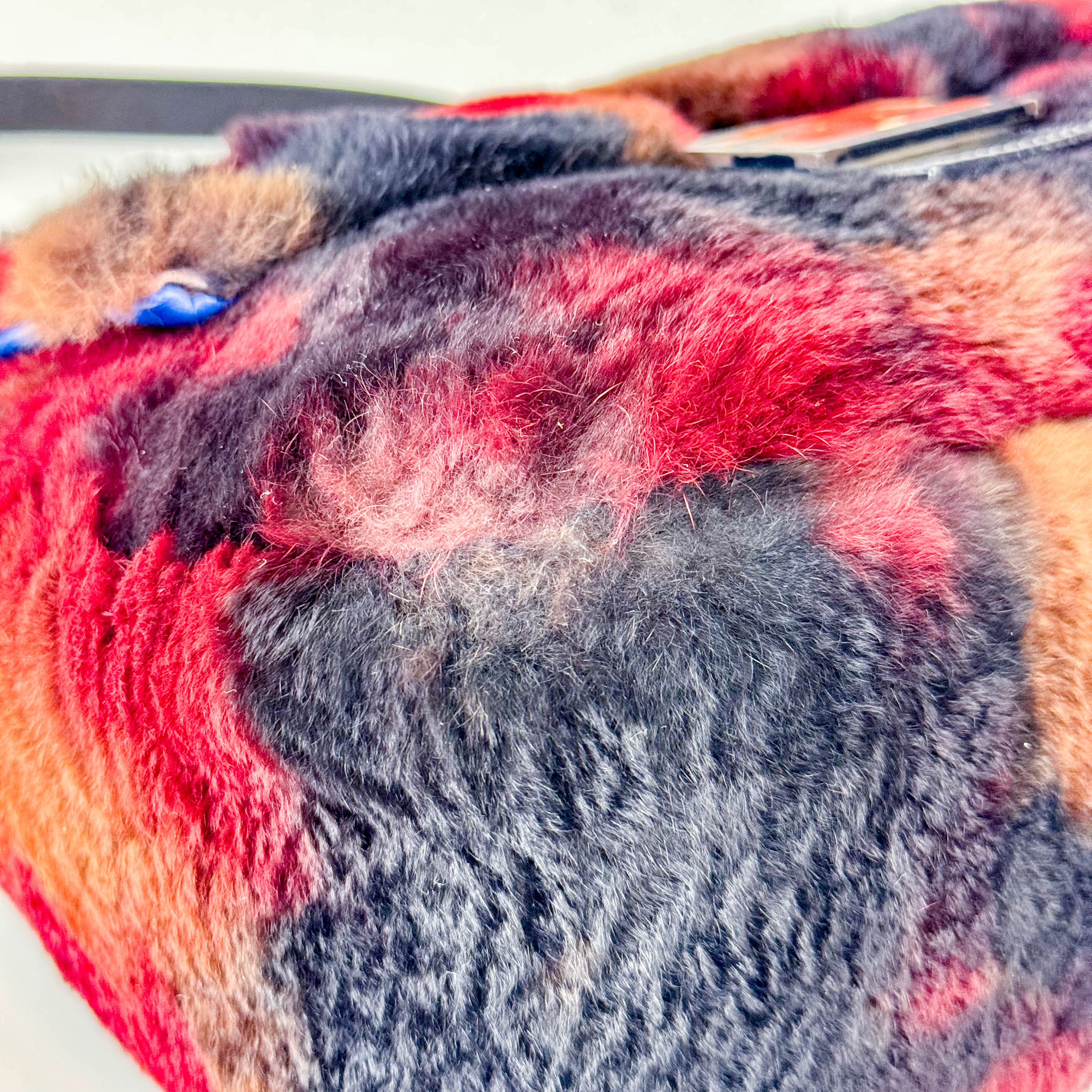 Mamma Baguette Red Multicolor Fur Shoulder Bag