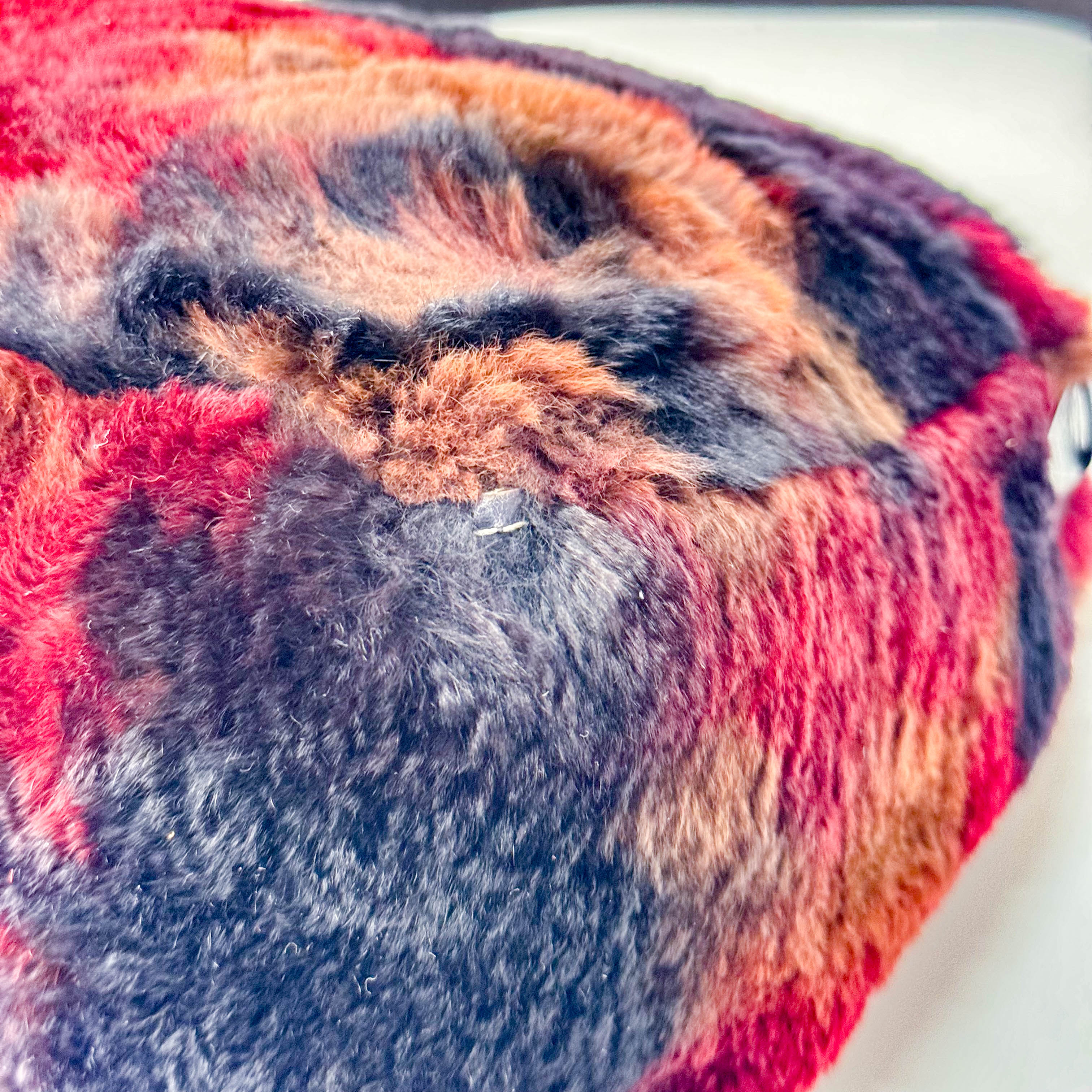 Mamma Baguette Red Multicolor Fur Shoulder Bag