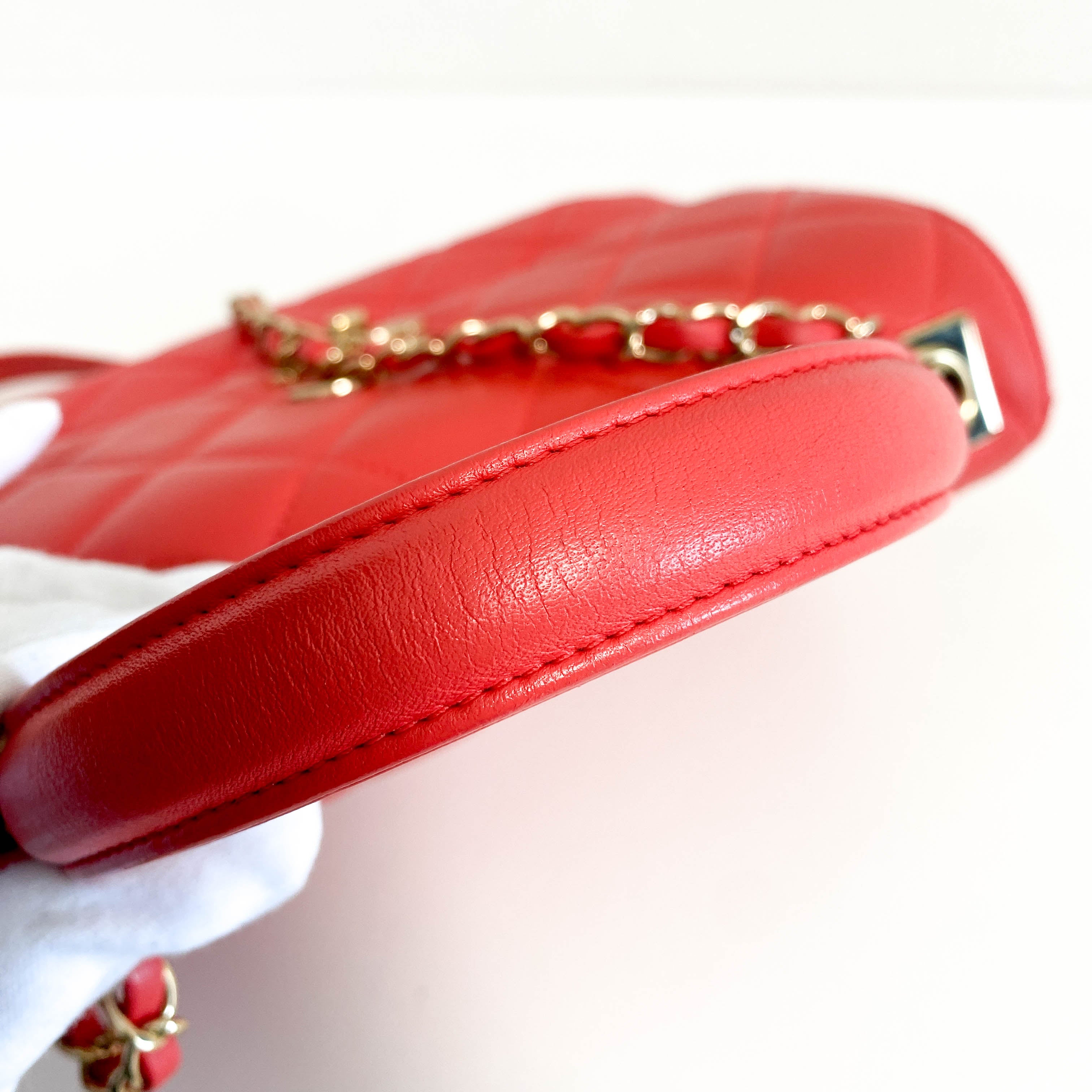 Trendy CC Coral Lambskin Quilted Small Flap Top Handle Shoulder Bag