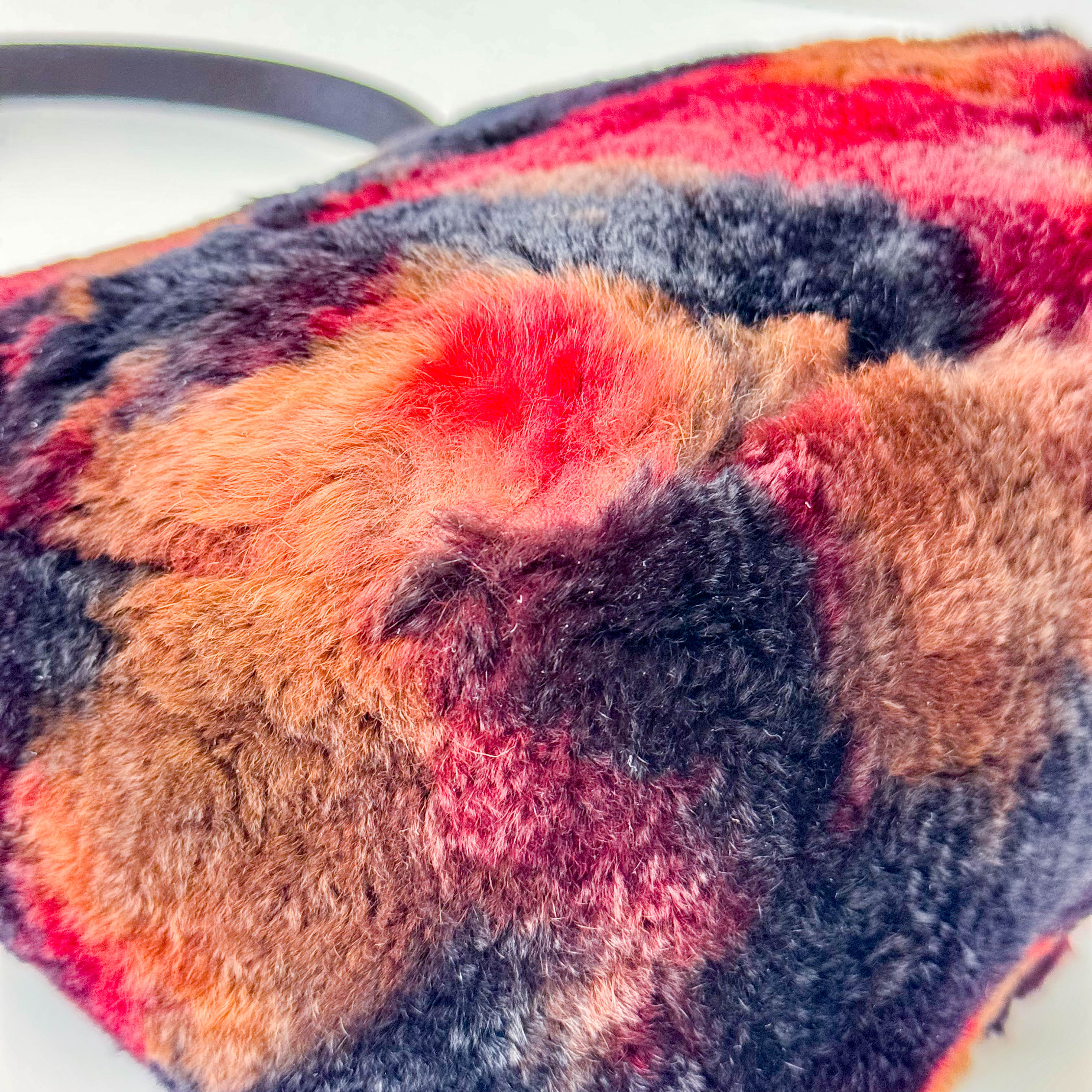 Mamma Baguette Red Multicolor Fur Shoulder Bag