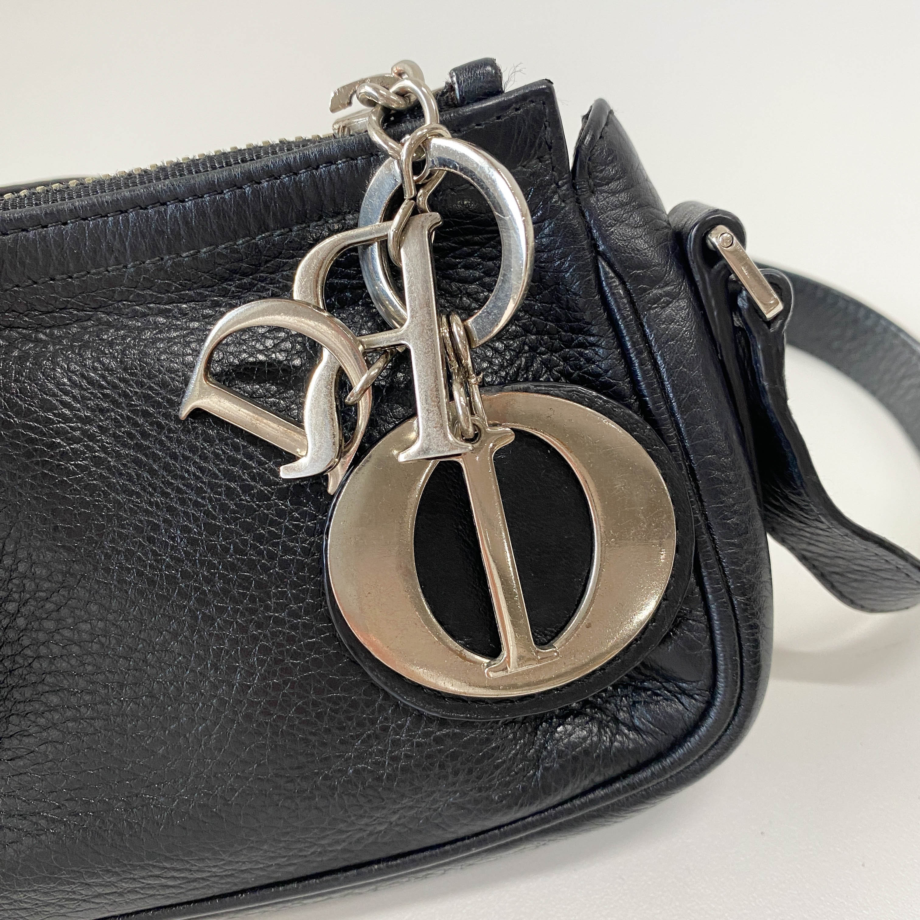Black Leather with Charm Bag