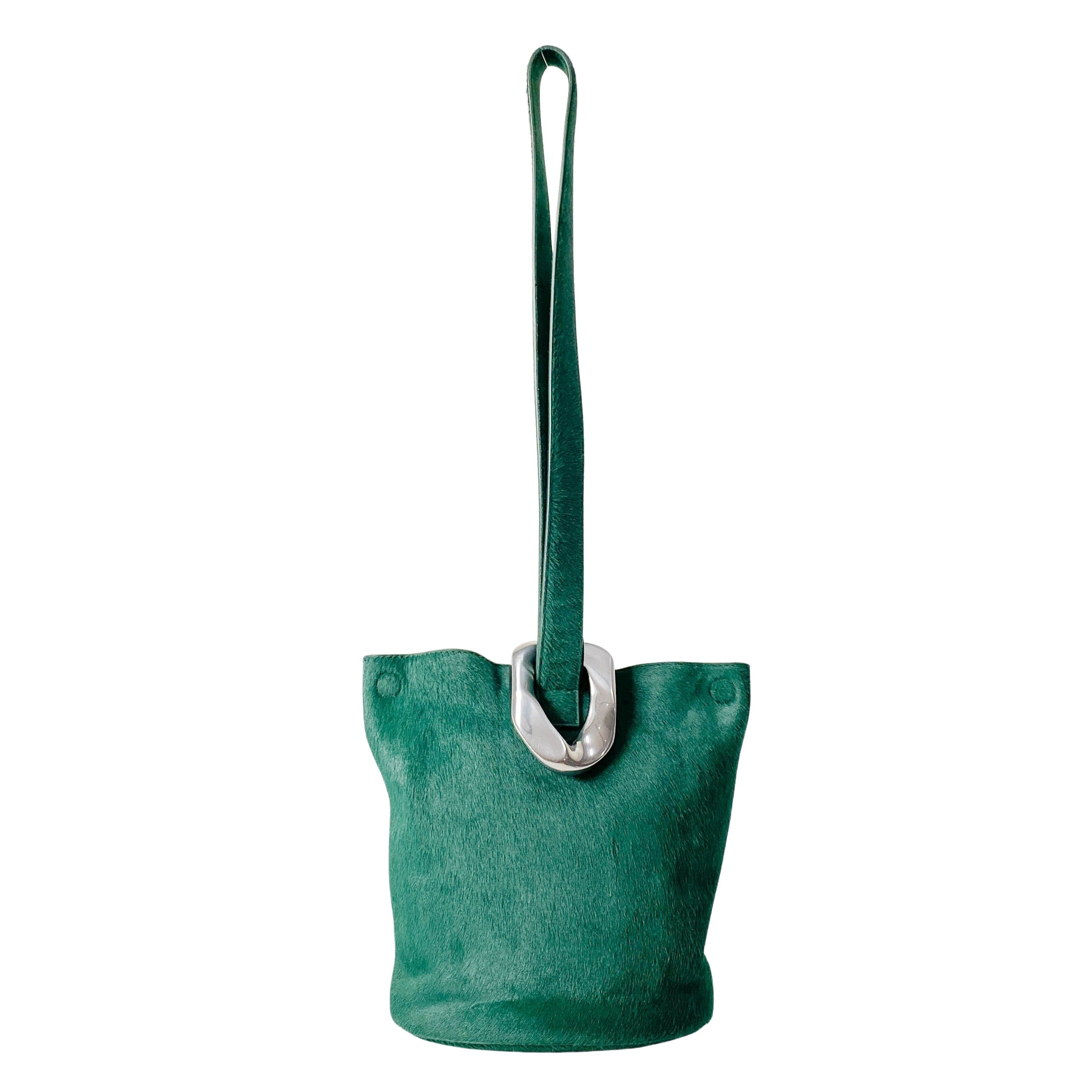 Green Pony Hair Drop Bucket Bag