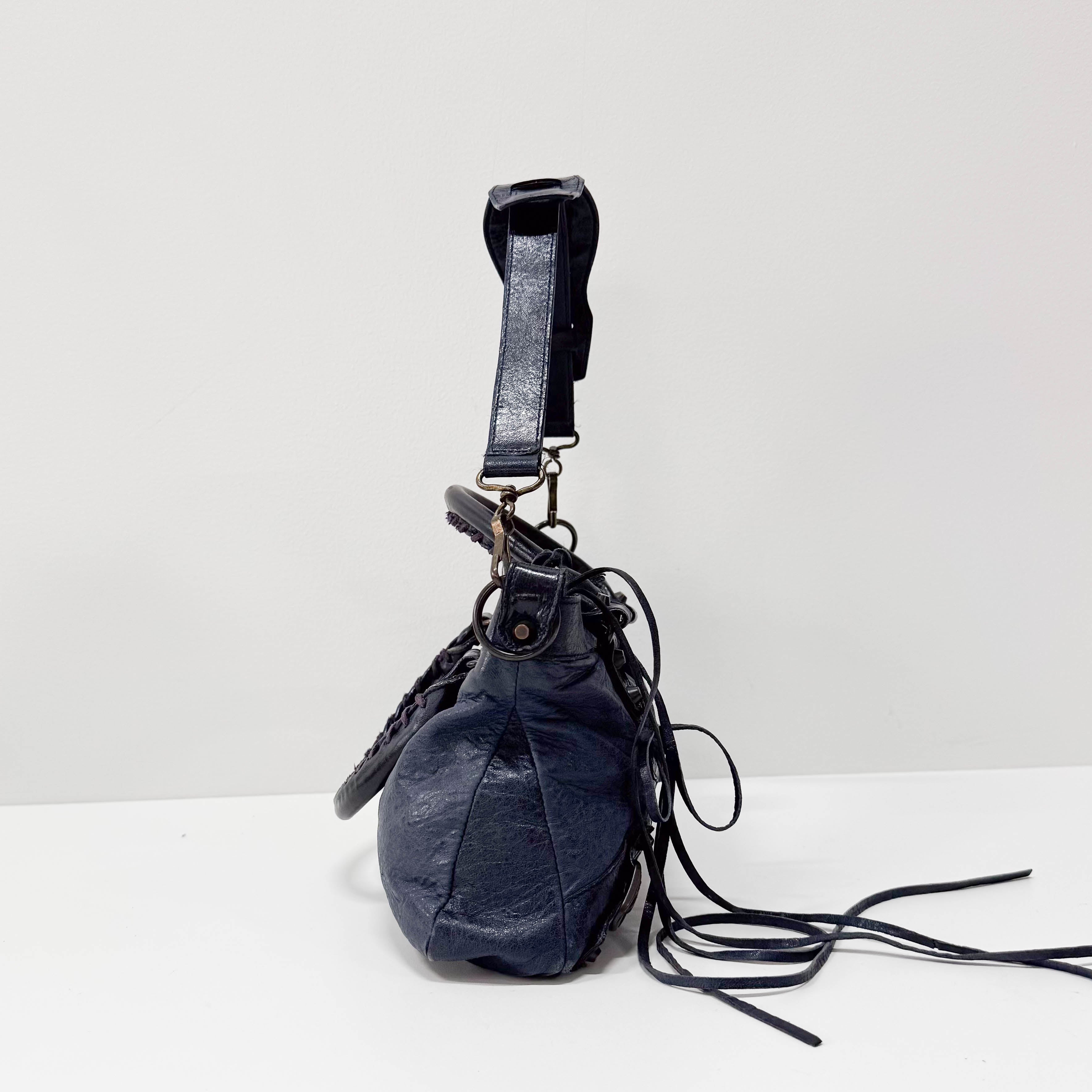 The First Navy Lambskin Two Way Bag