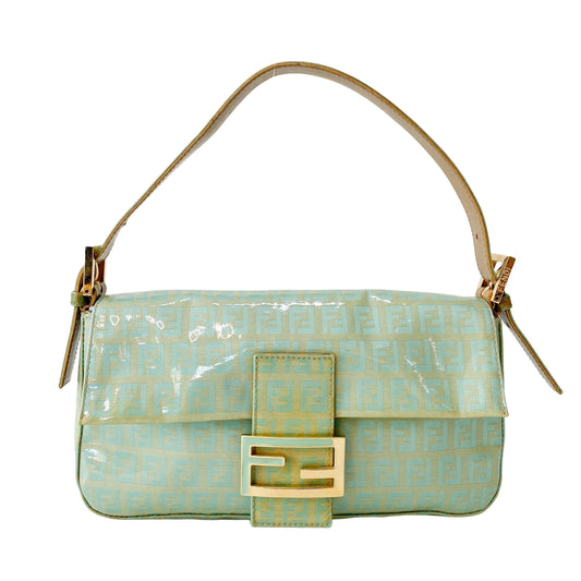 Baguette Zucchino Green Coated Canvas Shoulder Bag