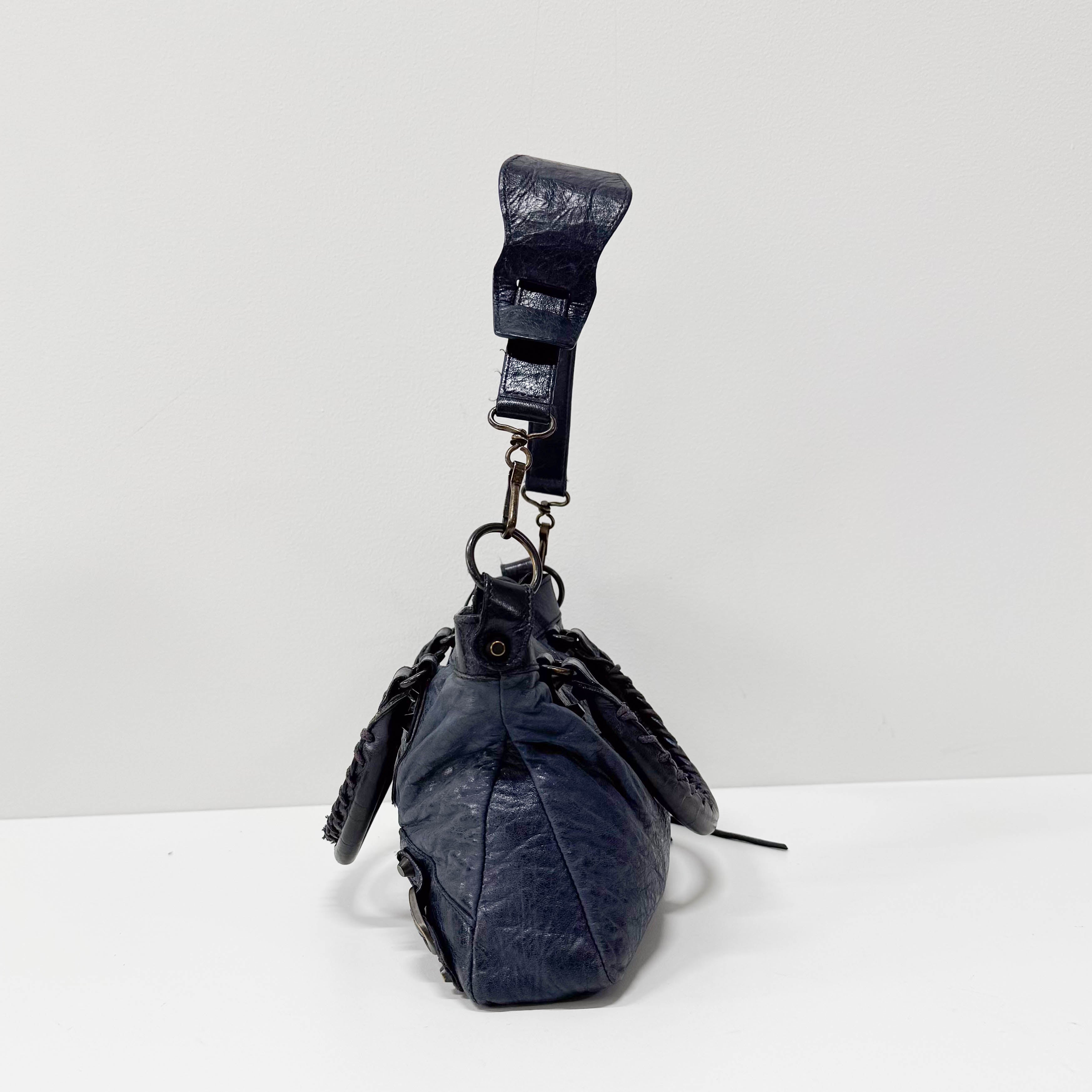 The First Navy Lambskin Two Way Bag