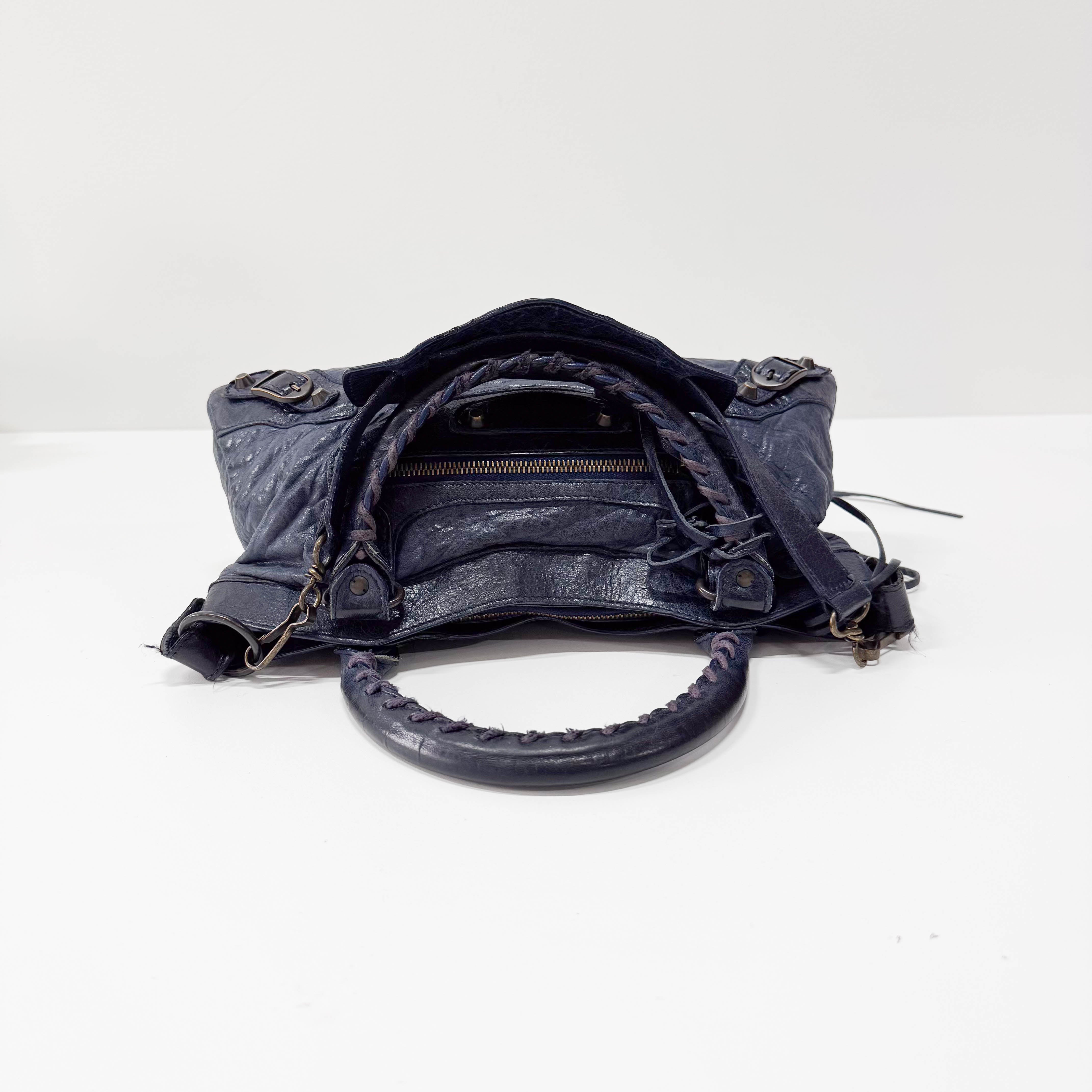 The First Navy Lambskin Two Way Bag