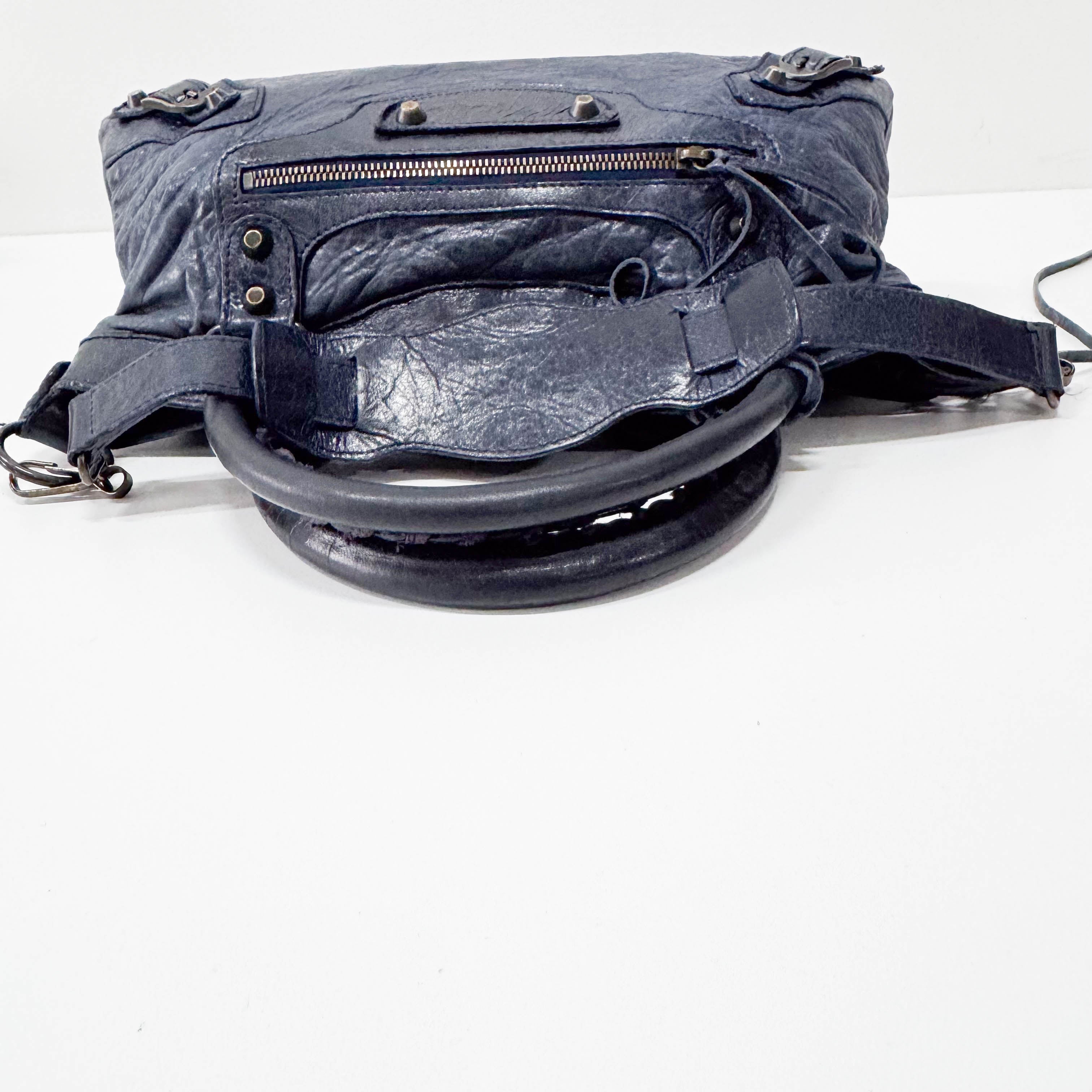 The First Navy Lambskin Two Way Bag