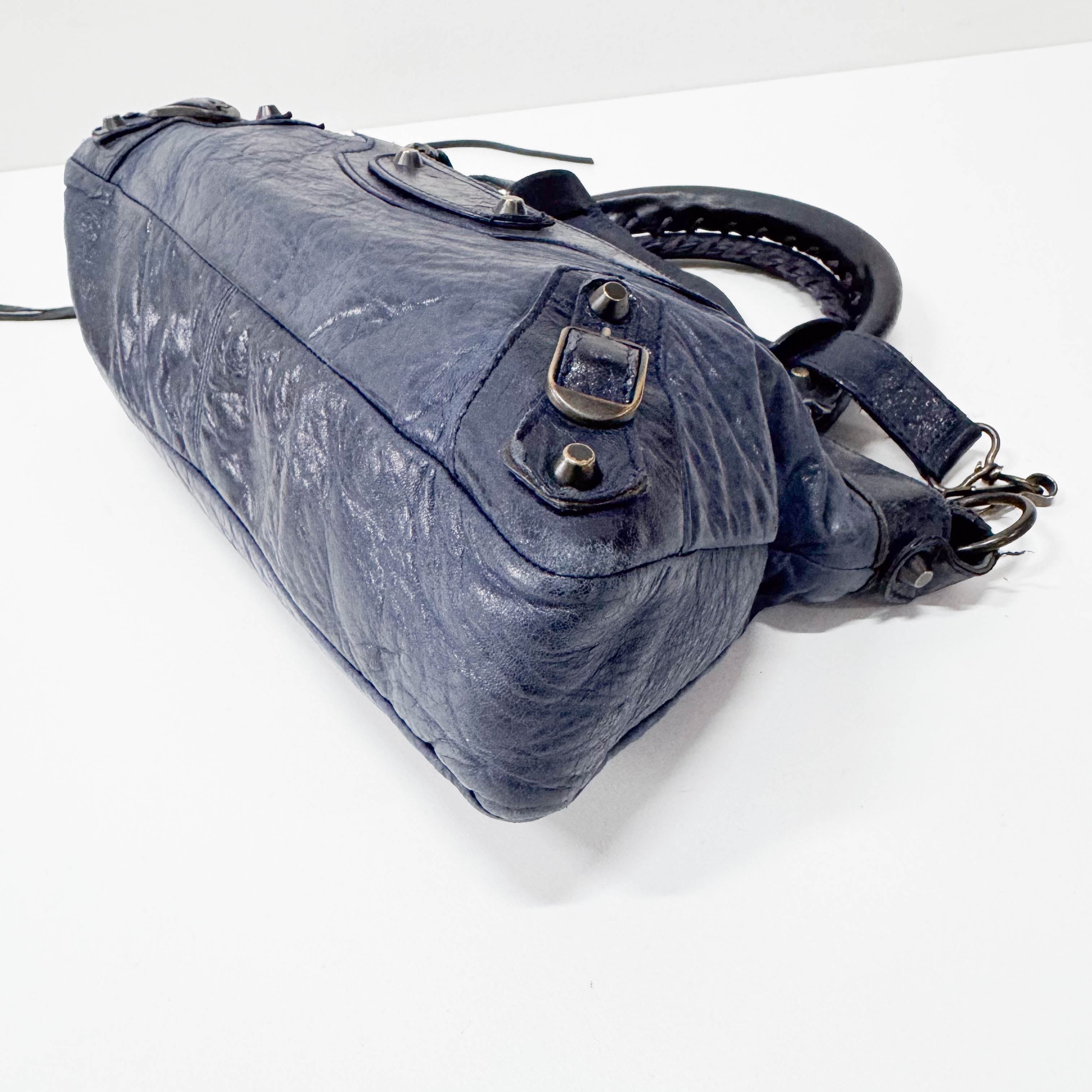 The First Navy Lambskin Two Way Bag