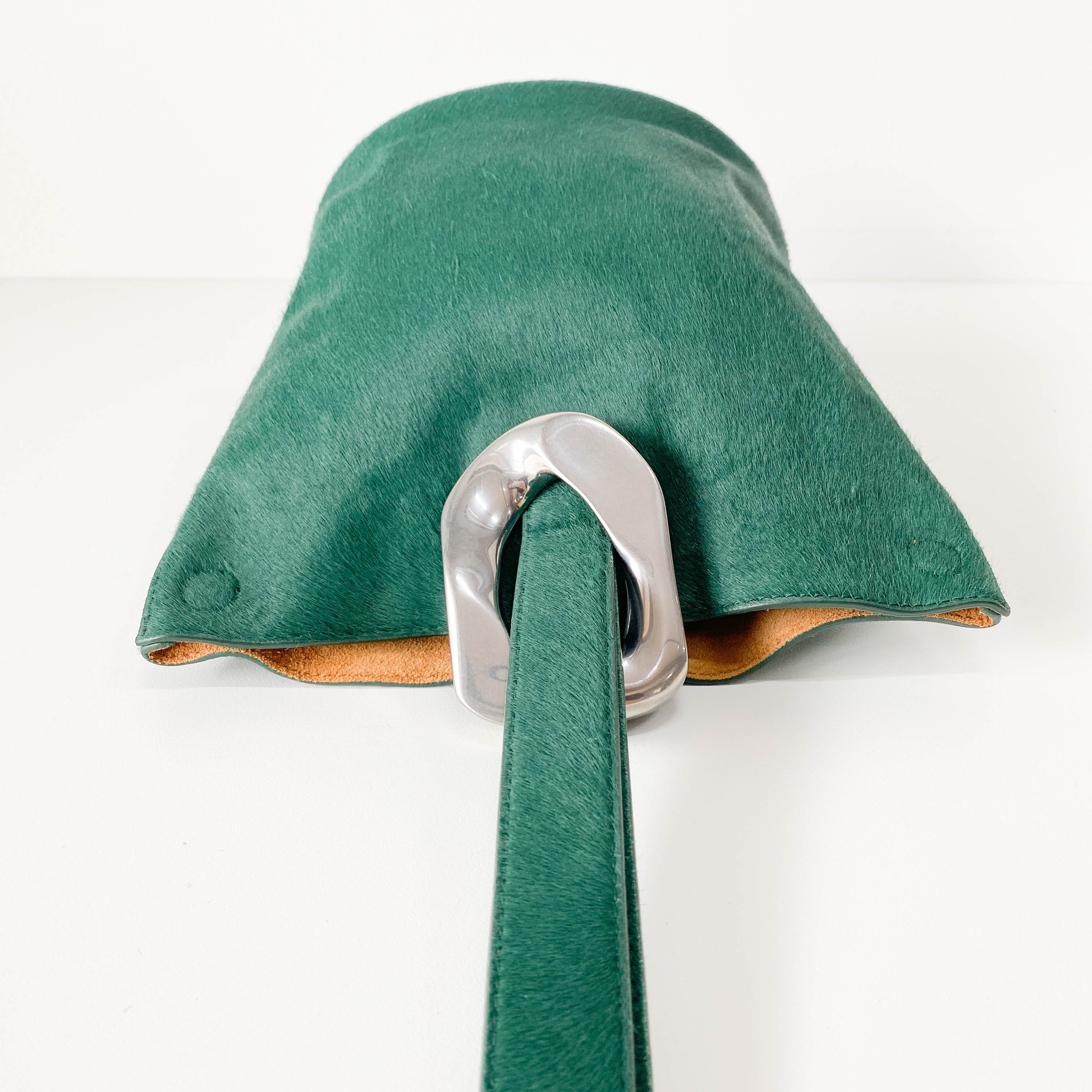 Green Pony Hair Drop Bucket Bag