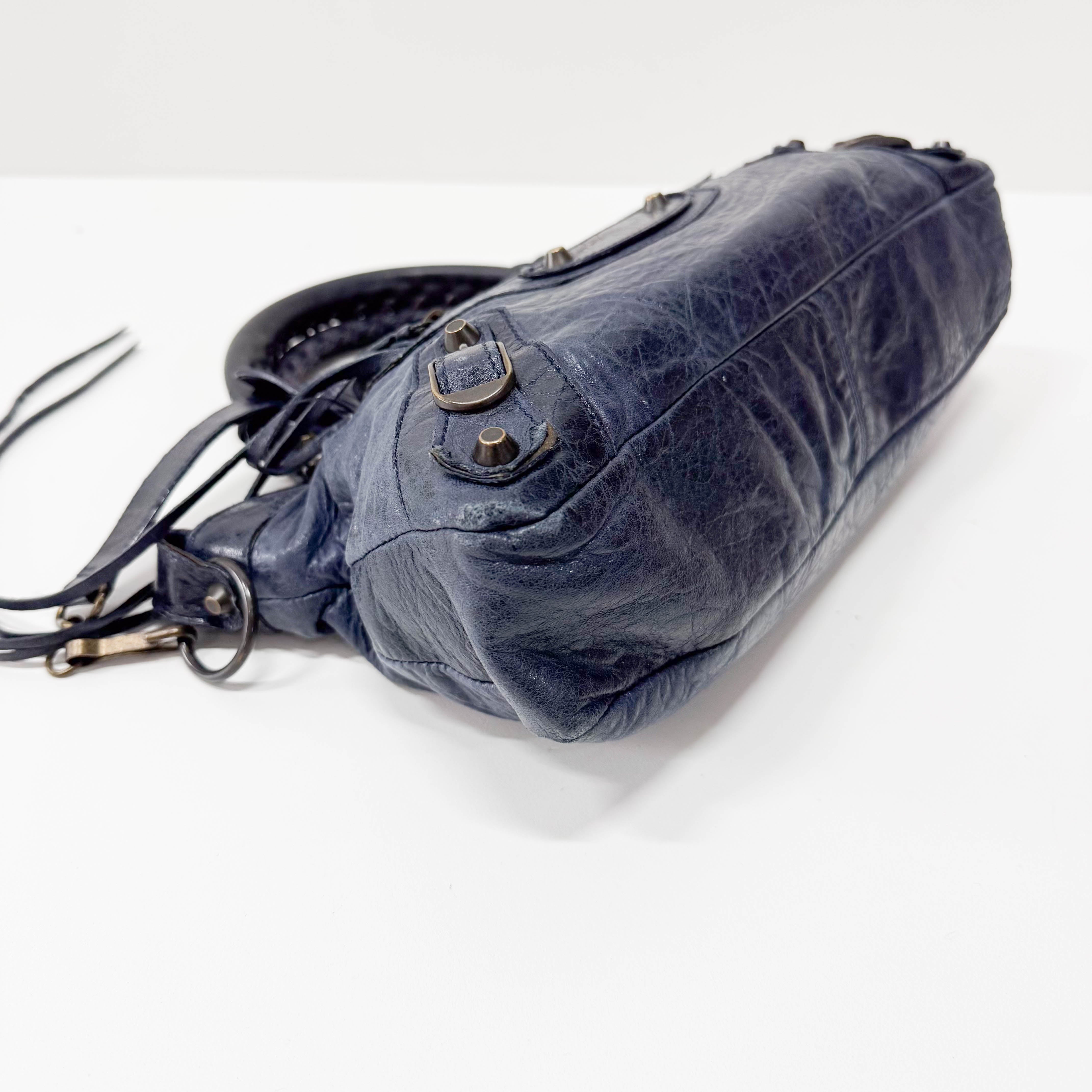 The First Navy Lambskin Two Way Bag