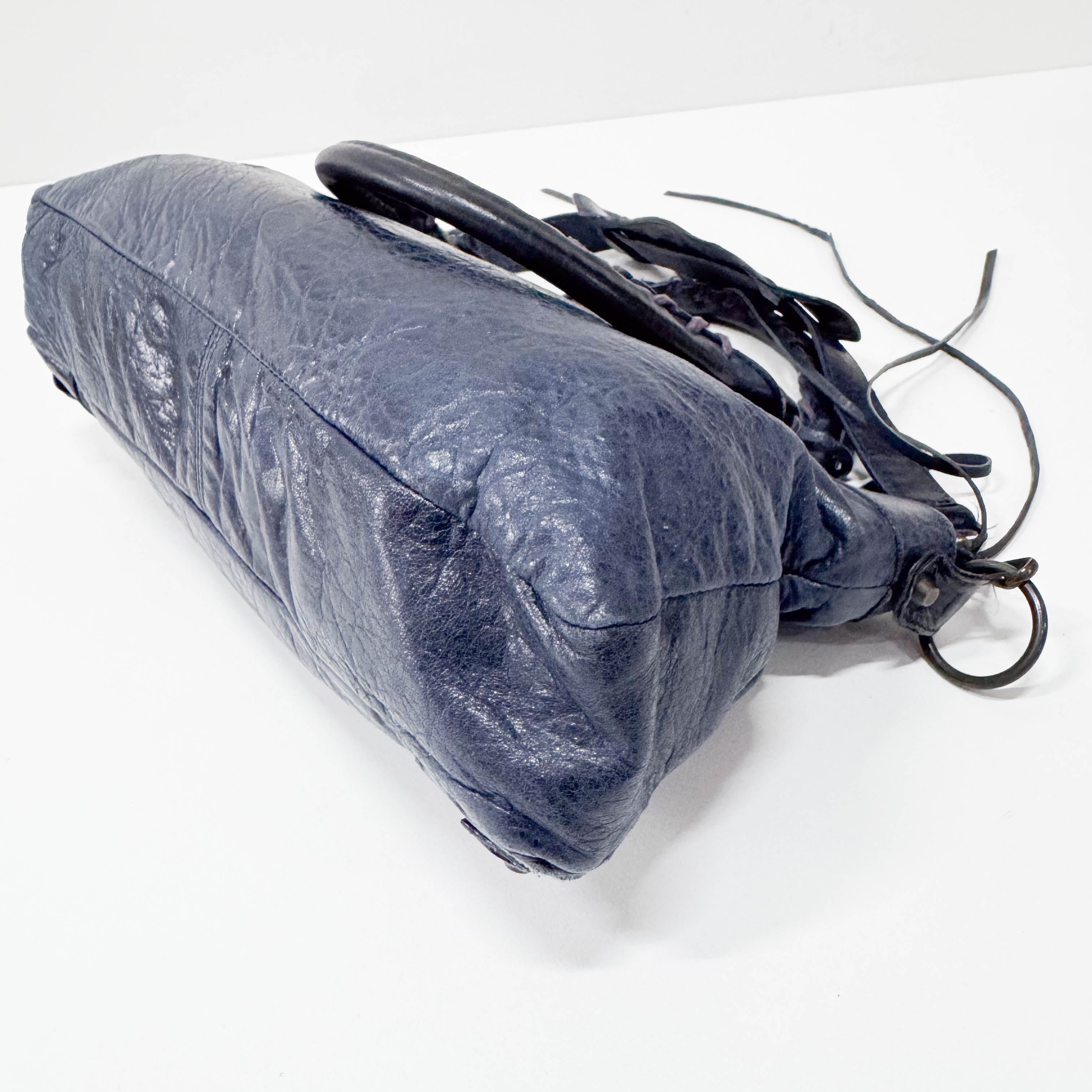 The First Navy Lambskin Two Way Bag