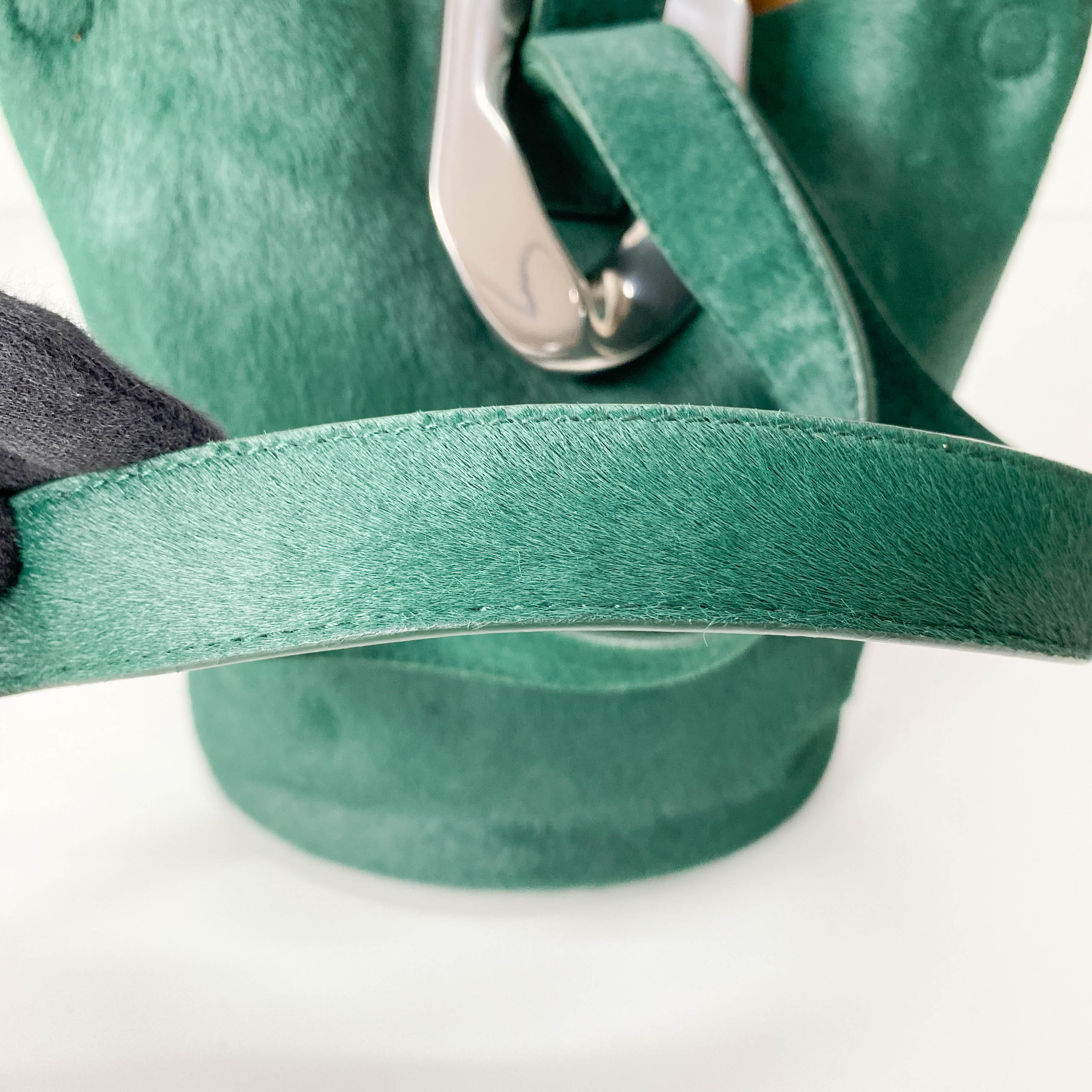 Green Pony Hair Drop Bucket Bag