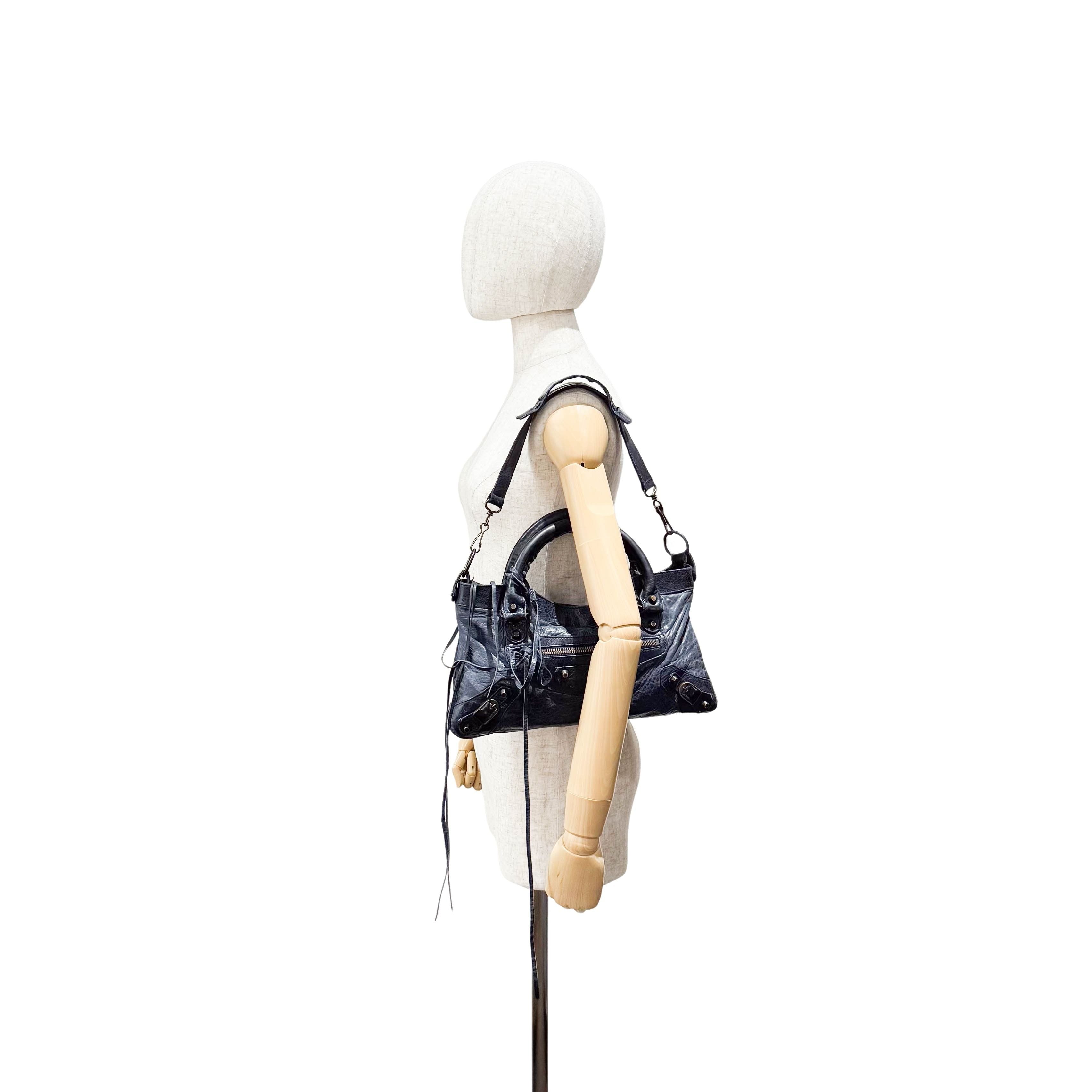 The First Navy Lambskin Two Way Bag