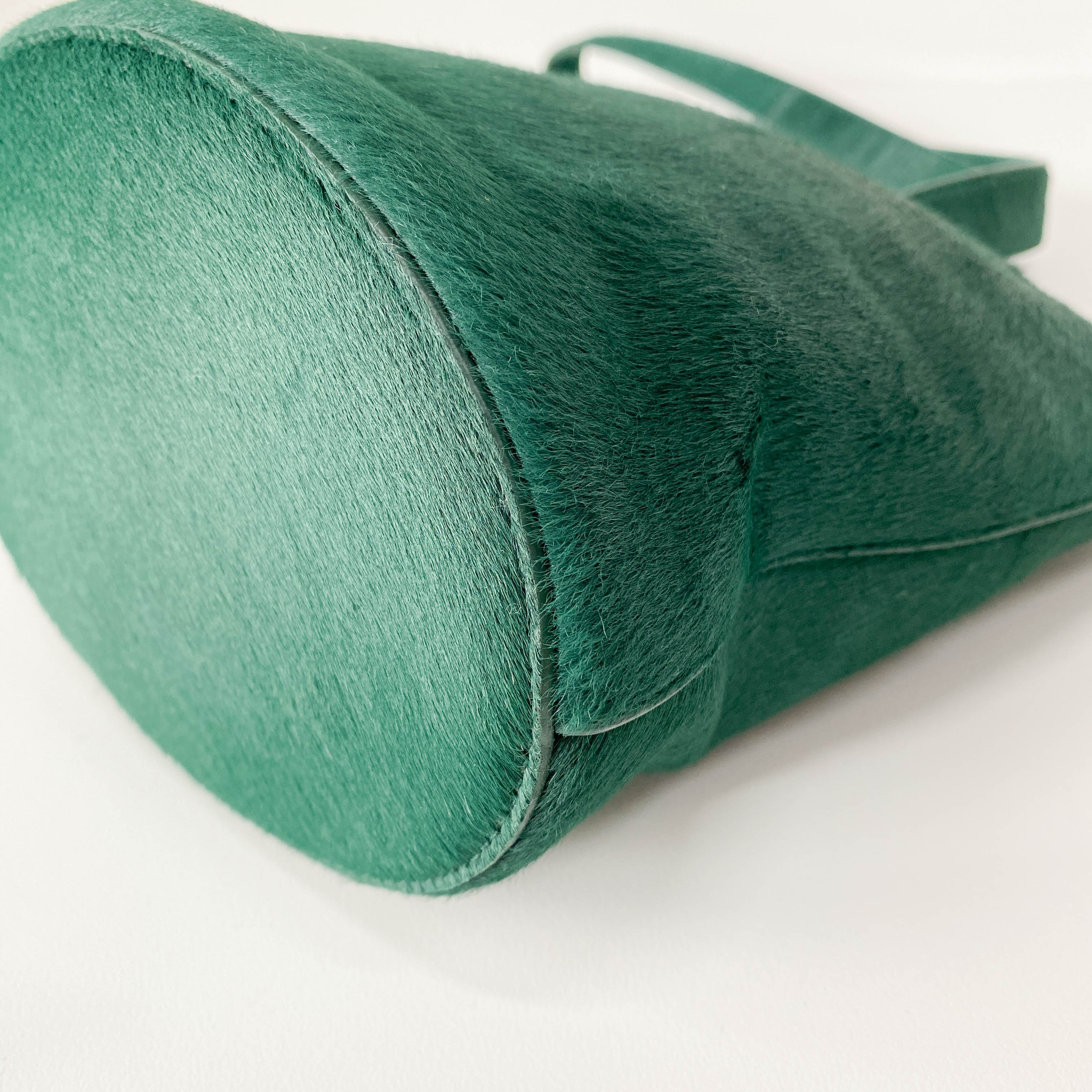 Green Pony Hair Drop Bucket Bag