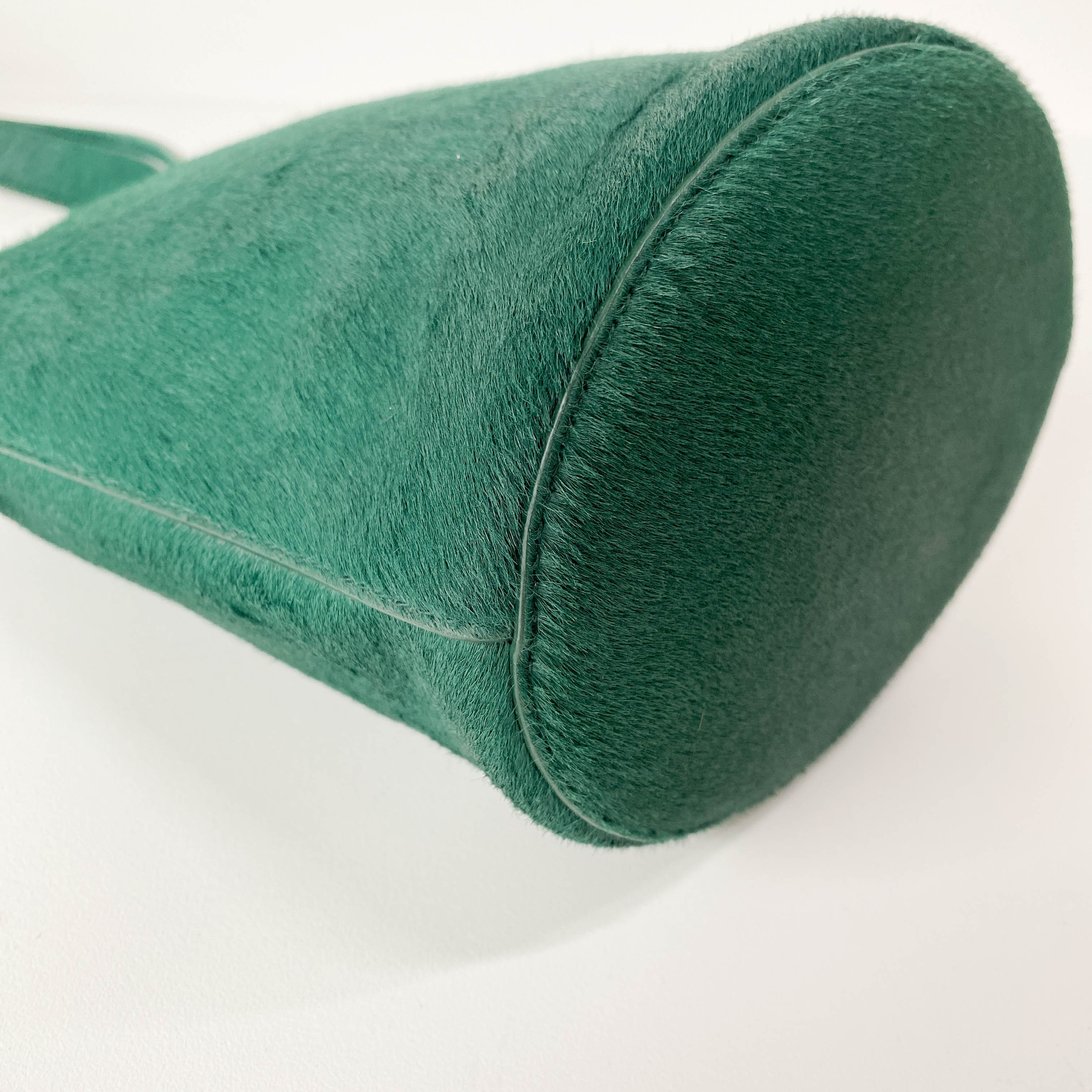 Green Pony Hair Drop Bucket Bag