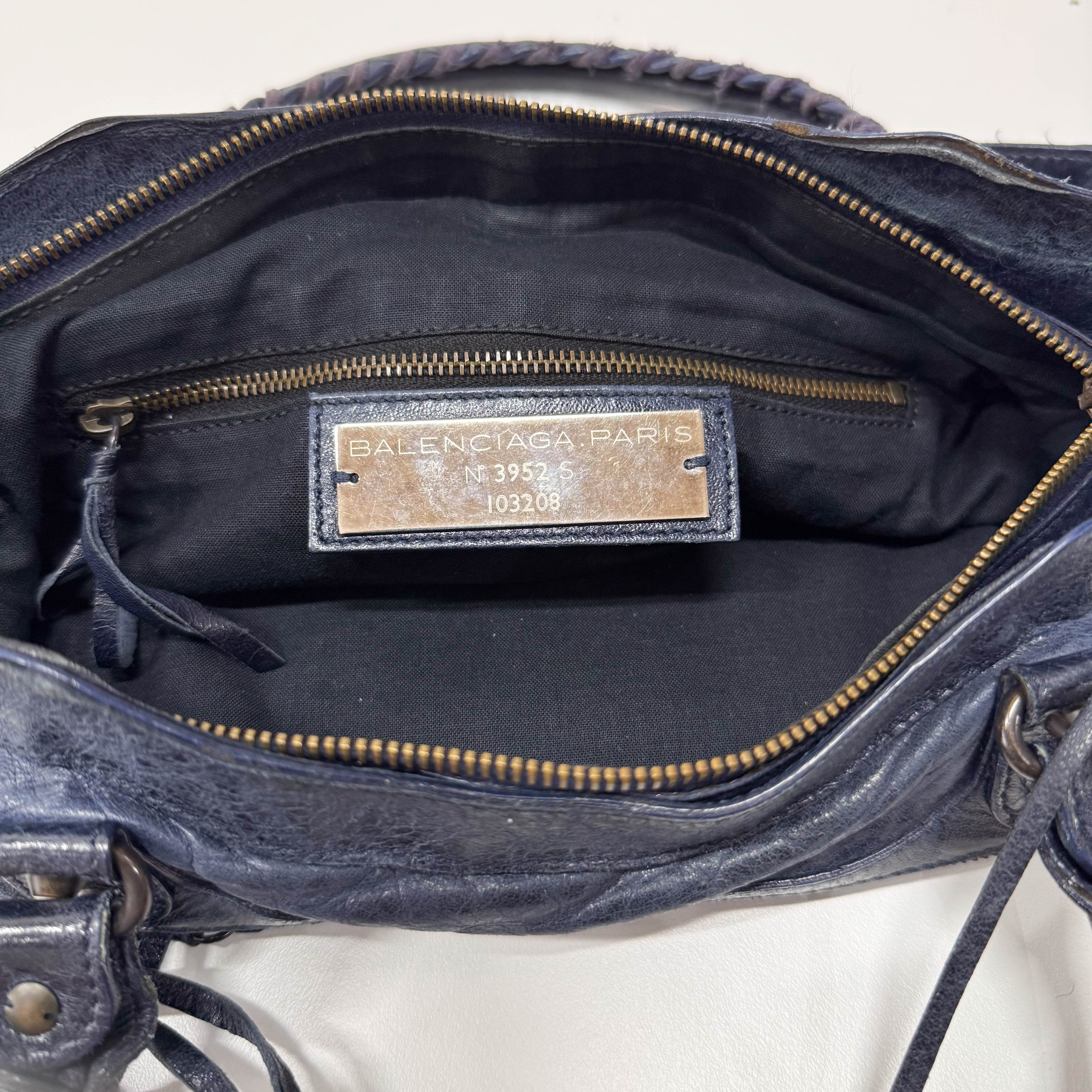 The First Navy Lambskin Two Way Bag