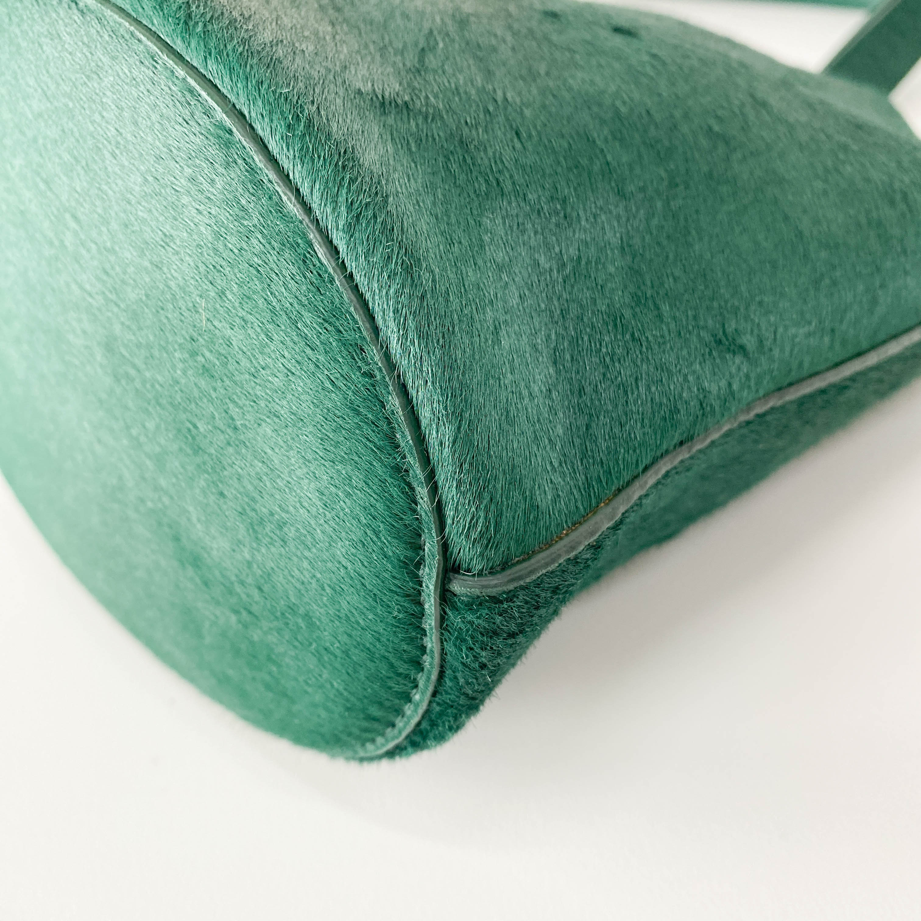 Green Pony Hair Drop Bucket Bag