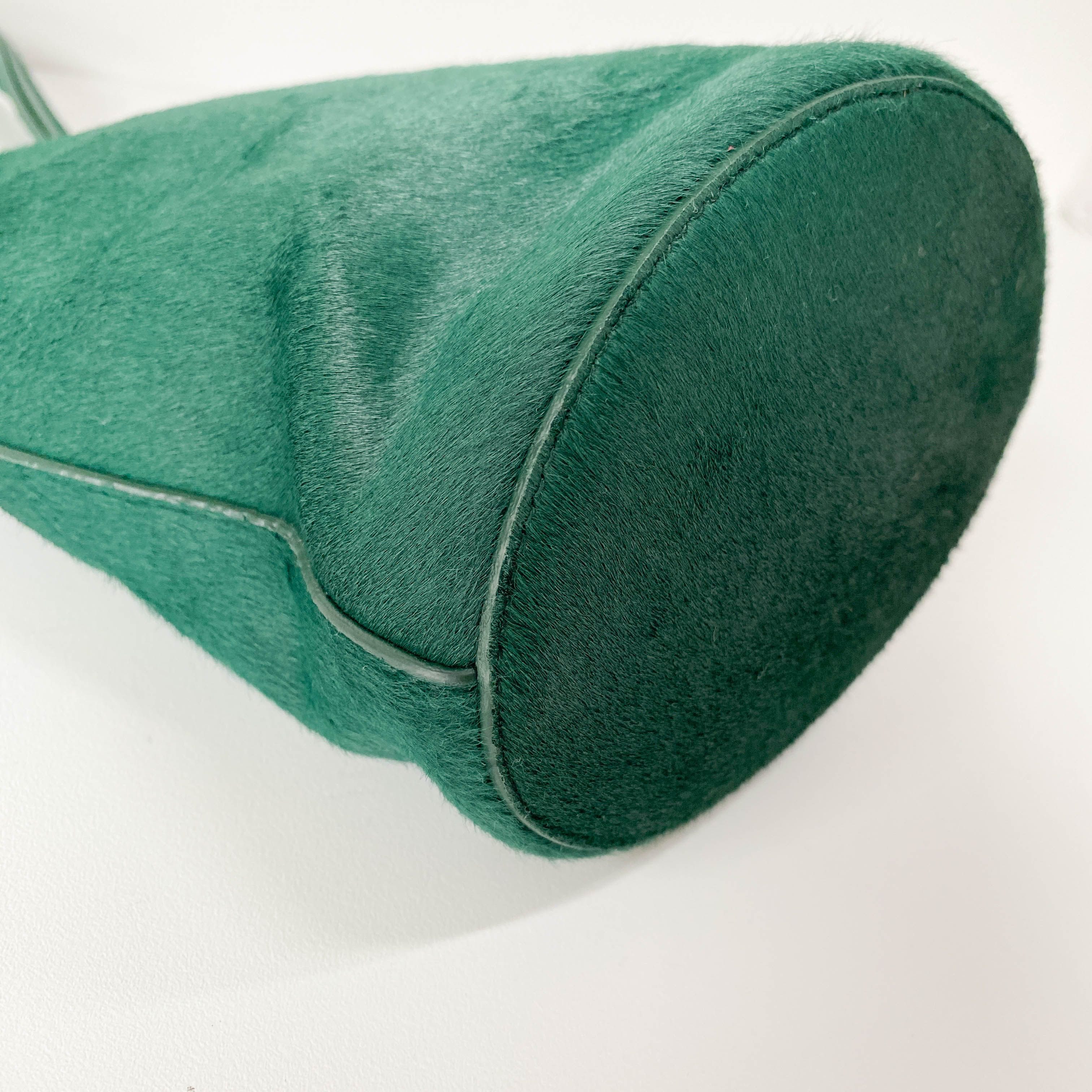 Green Pony Hair Drop Bucket Bag