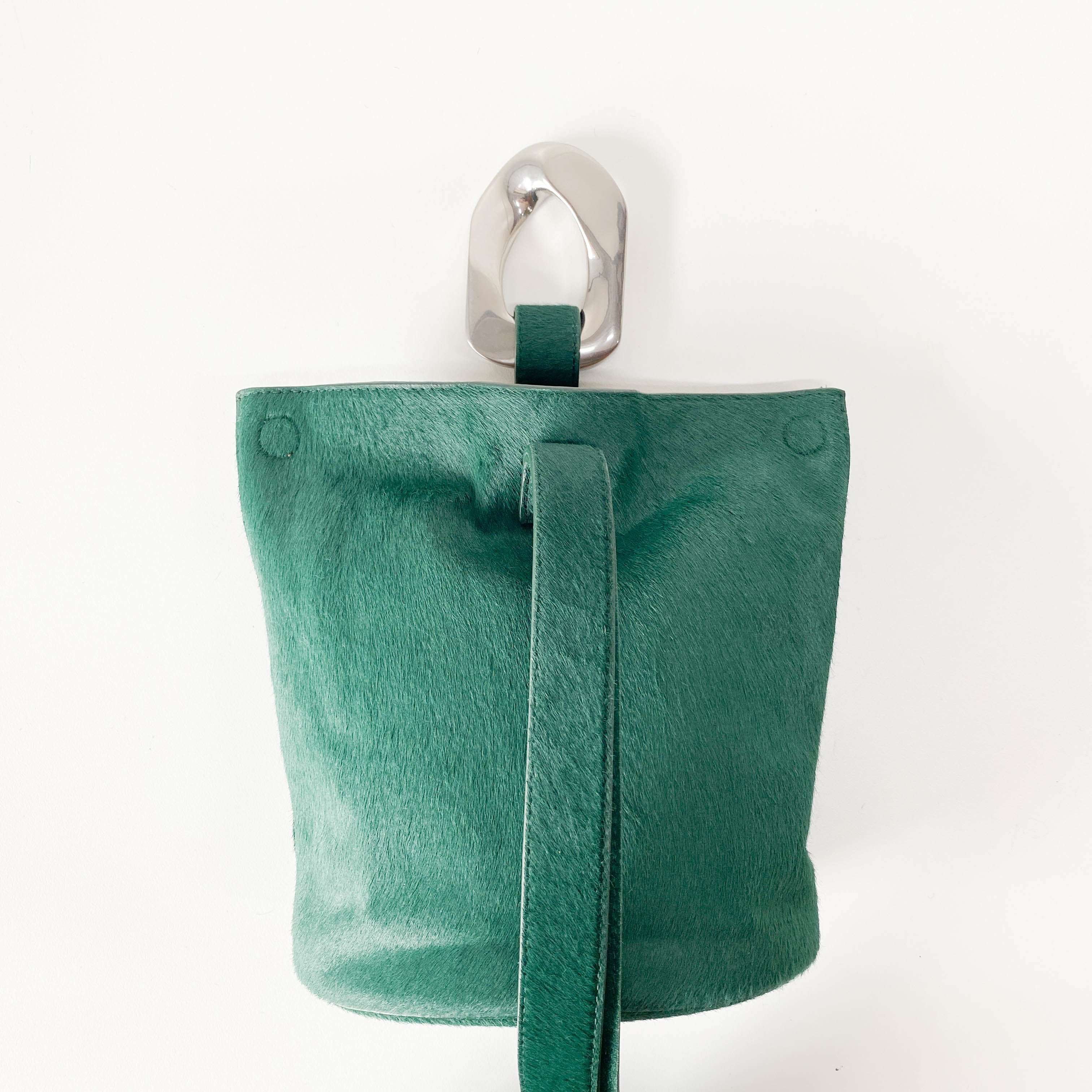Green Pony Hair Drop Bucket Bag