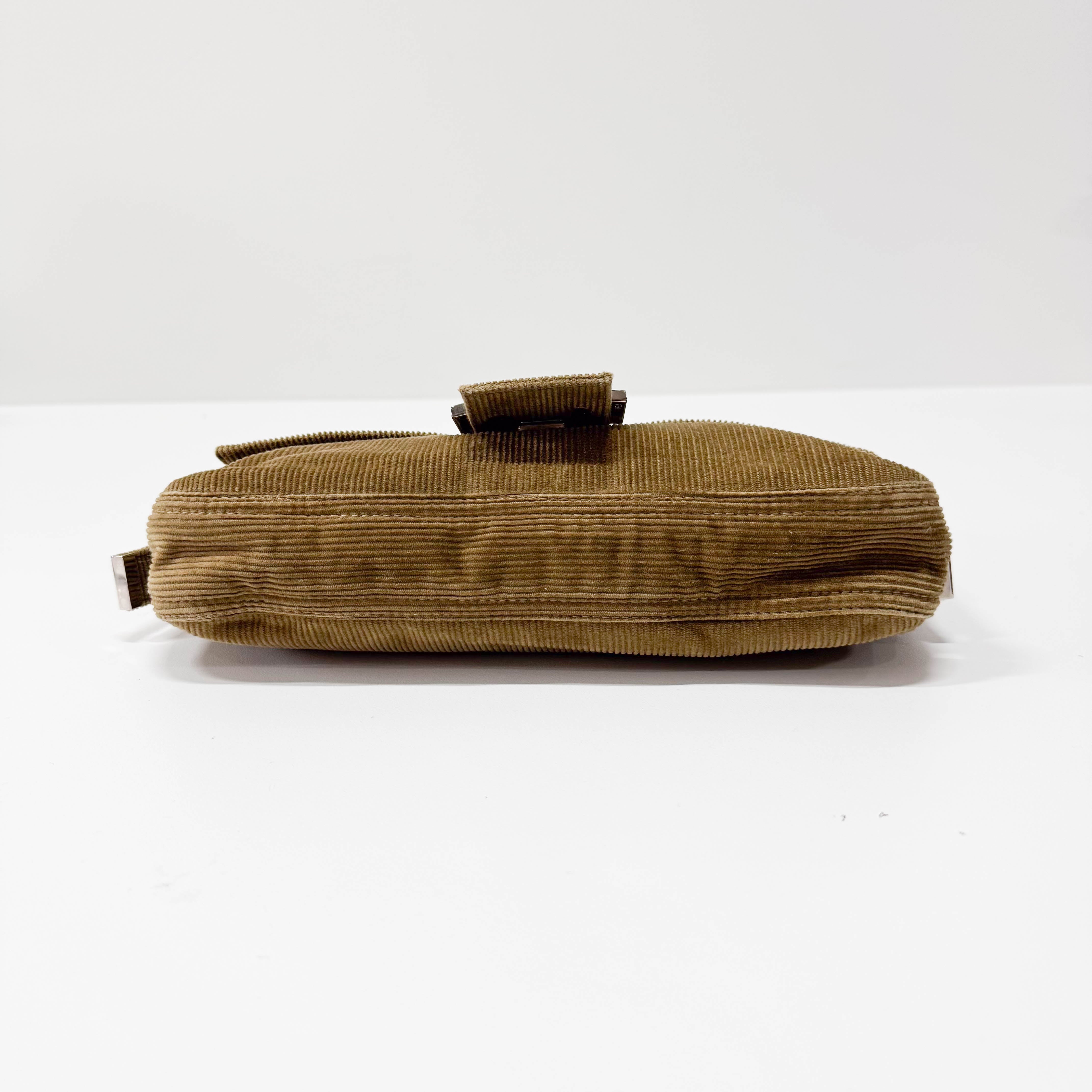 Baguette Brown Corduroy Shoulder Bag