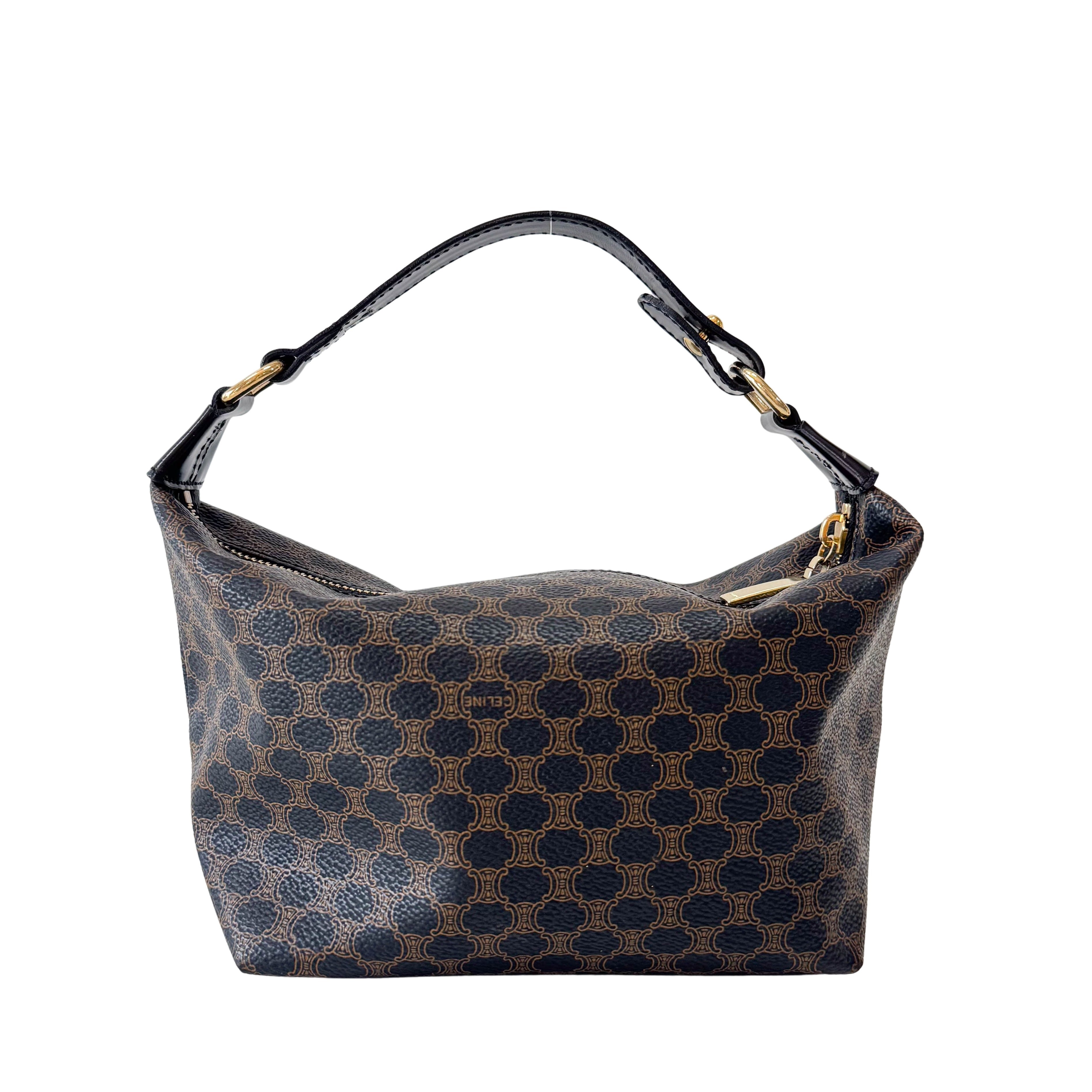 Vintage Black Macadam Triomphe Pouch Bag