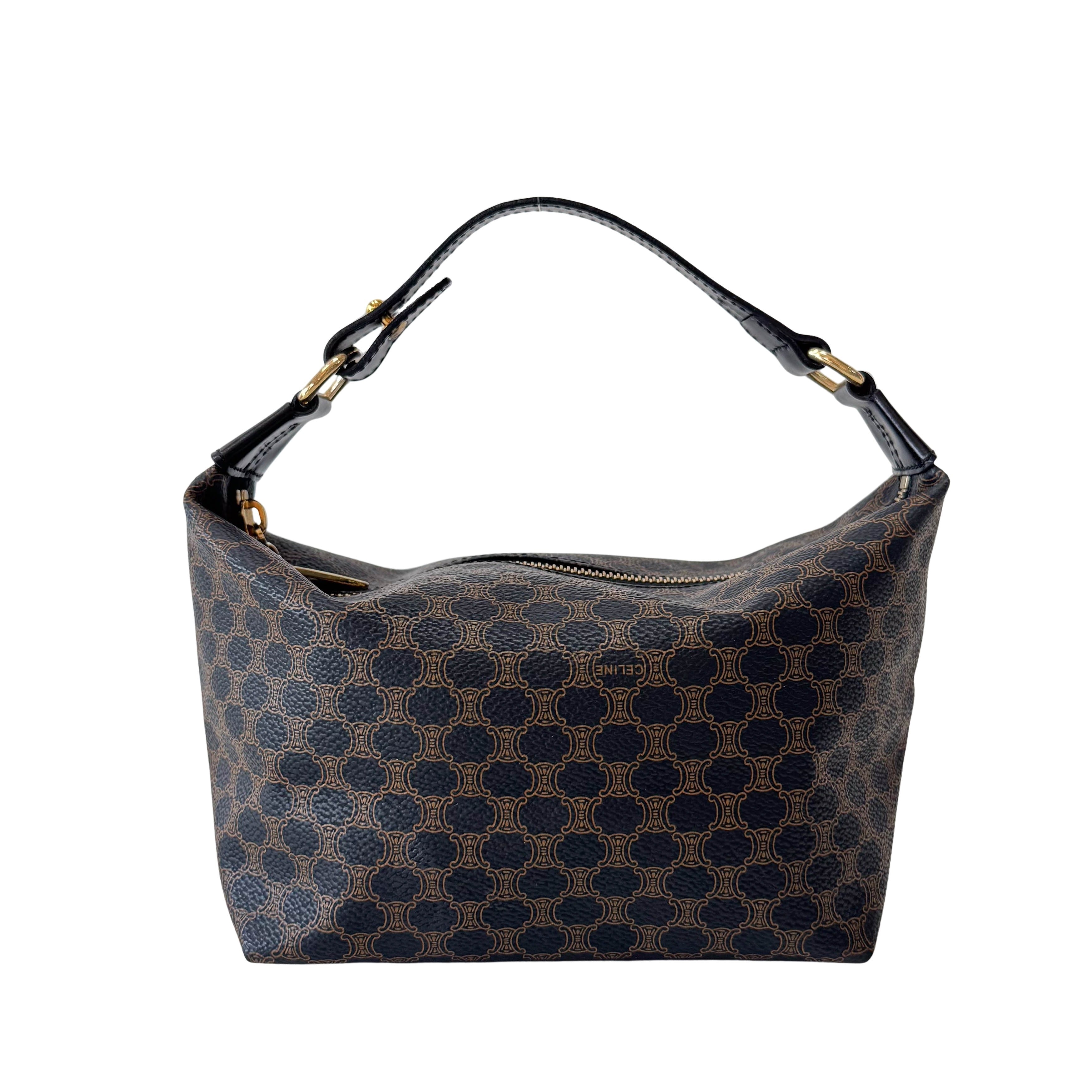 Vintage Black Macadam Triomphe Pouch Bag