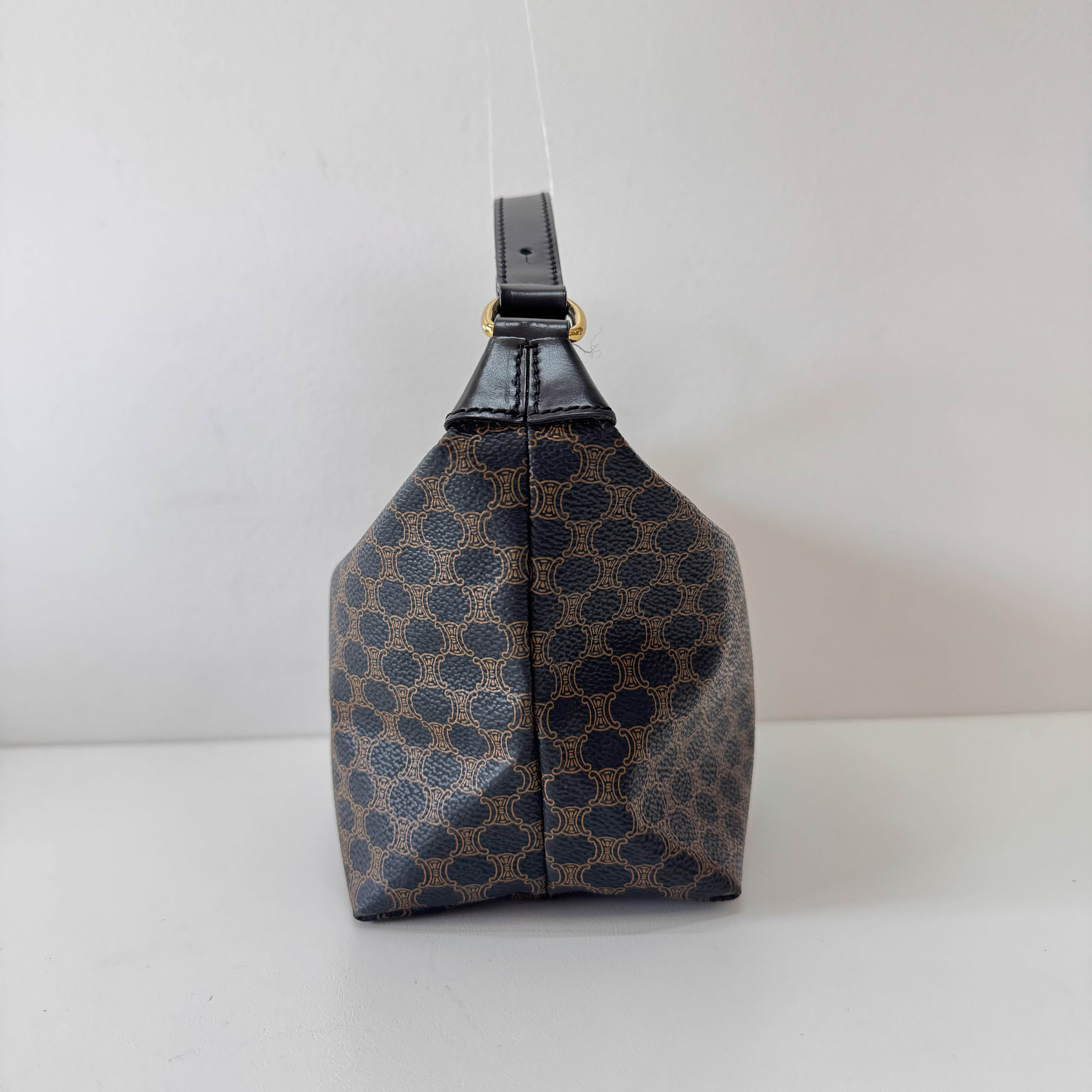 Vintage Black Macadam Triomphe Pouch Bag