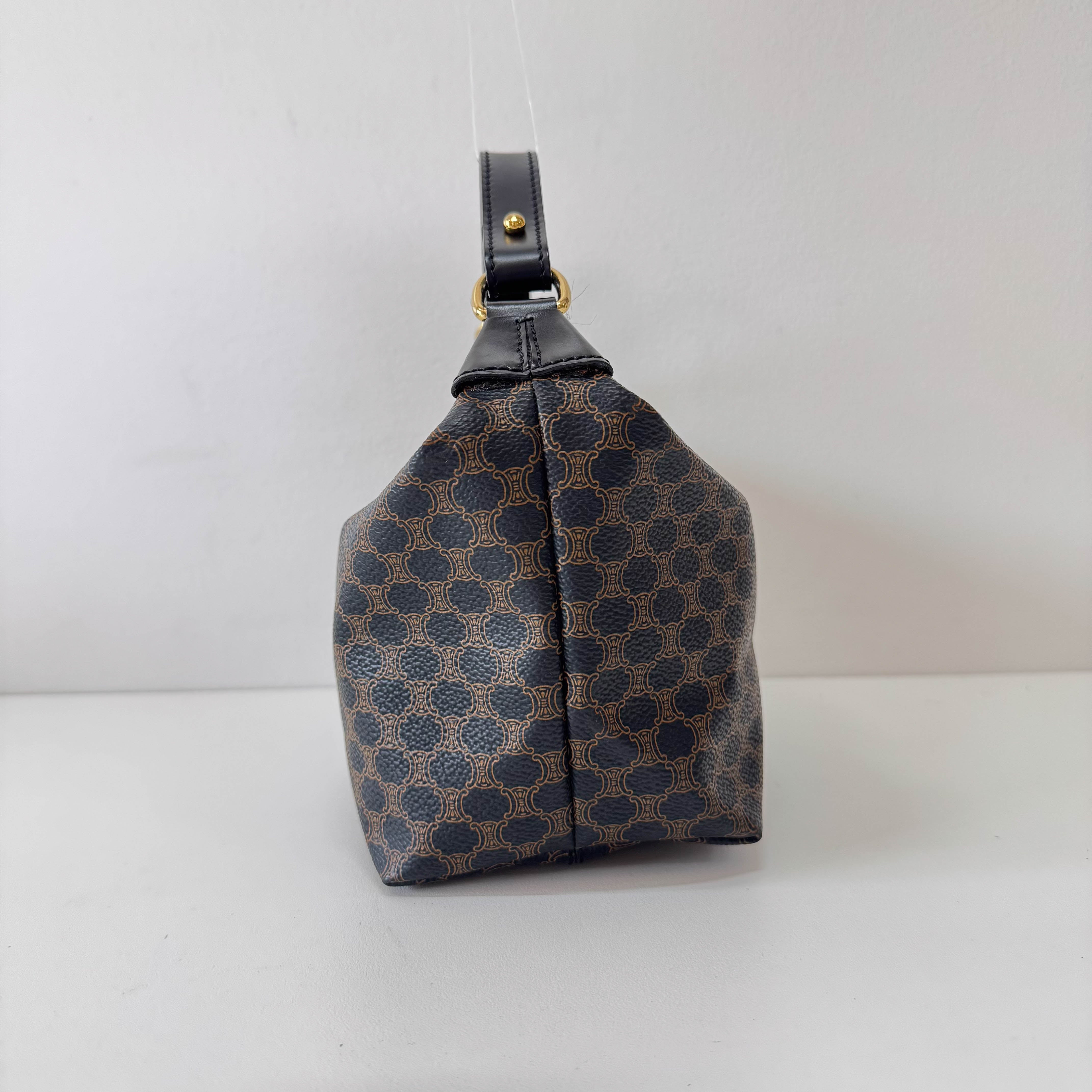 Vintage Black Macadam Triomphe Pouch Bag