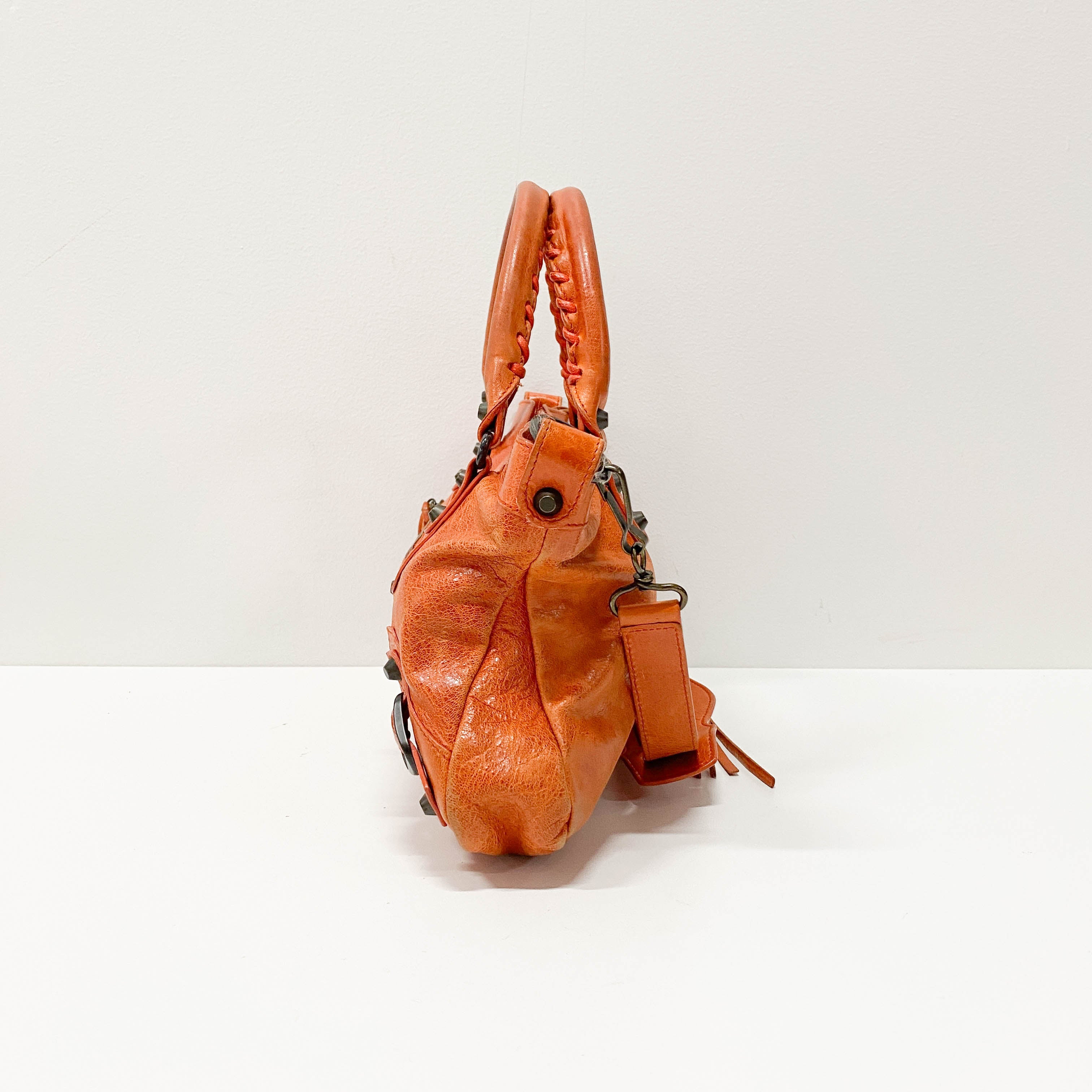 The First Orange Leather Shoulder Bag