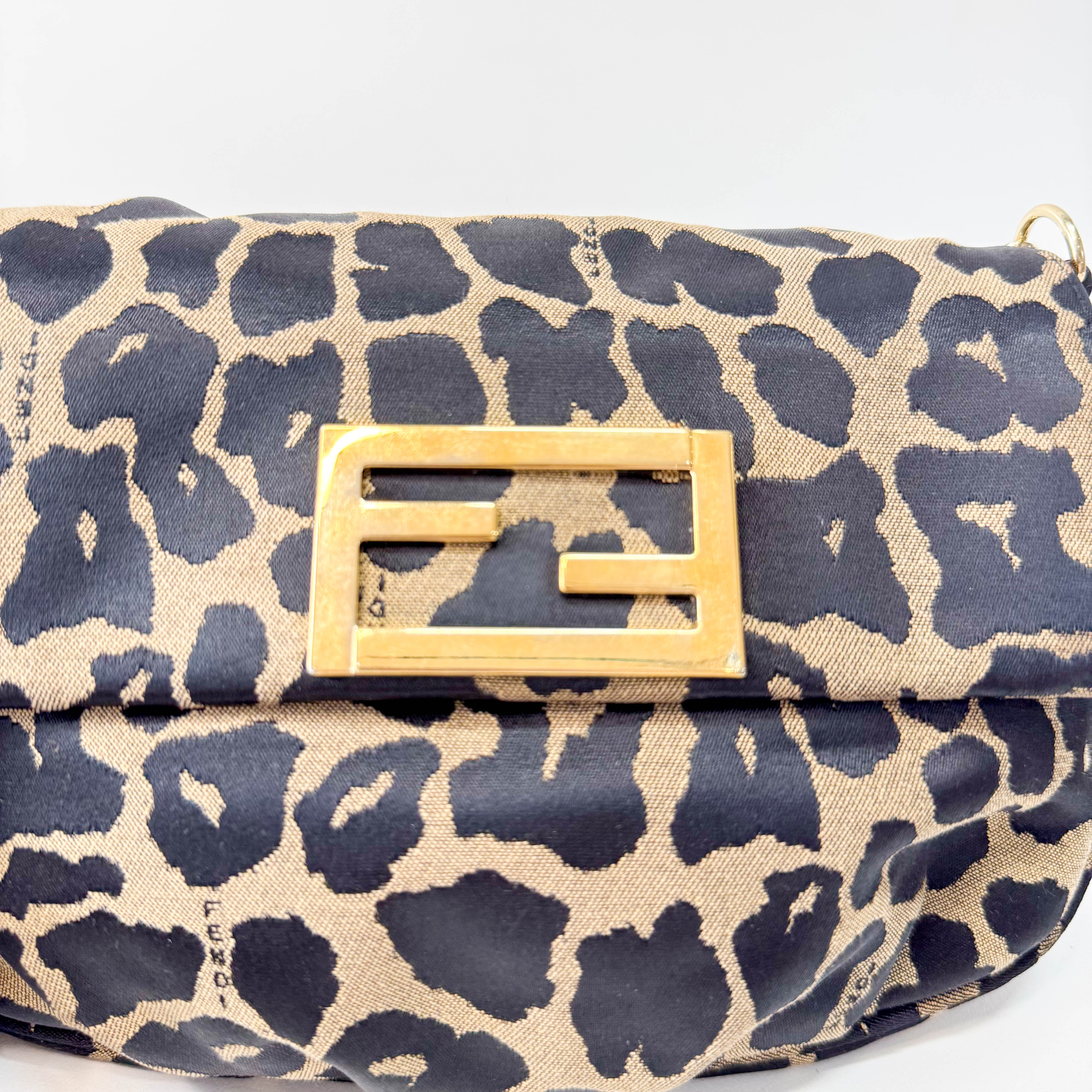 Mini Mamma Baguette Satin Leopard Print