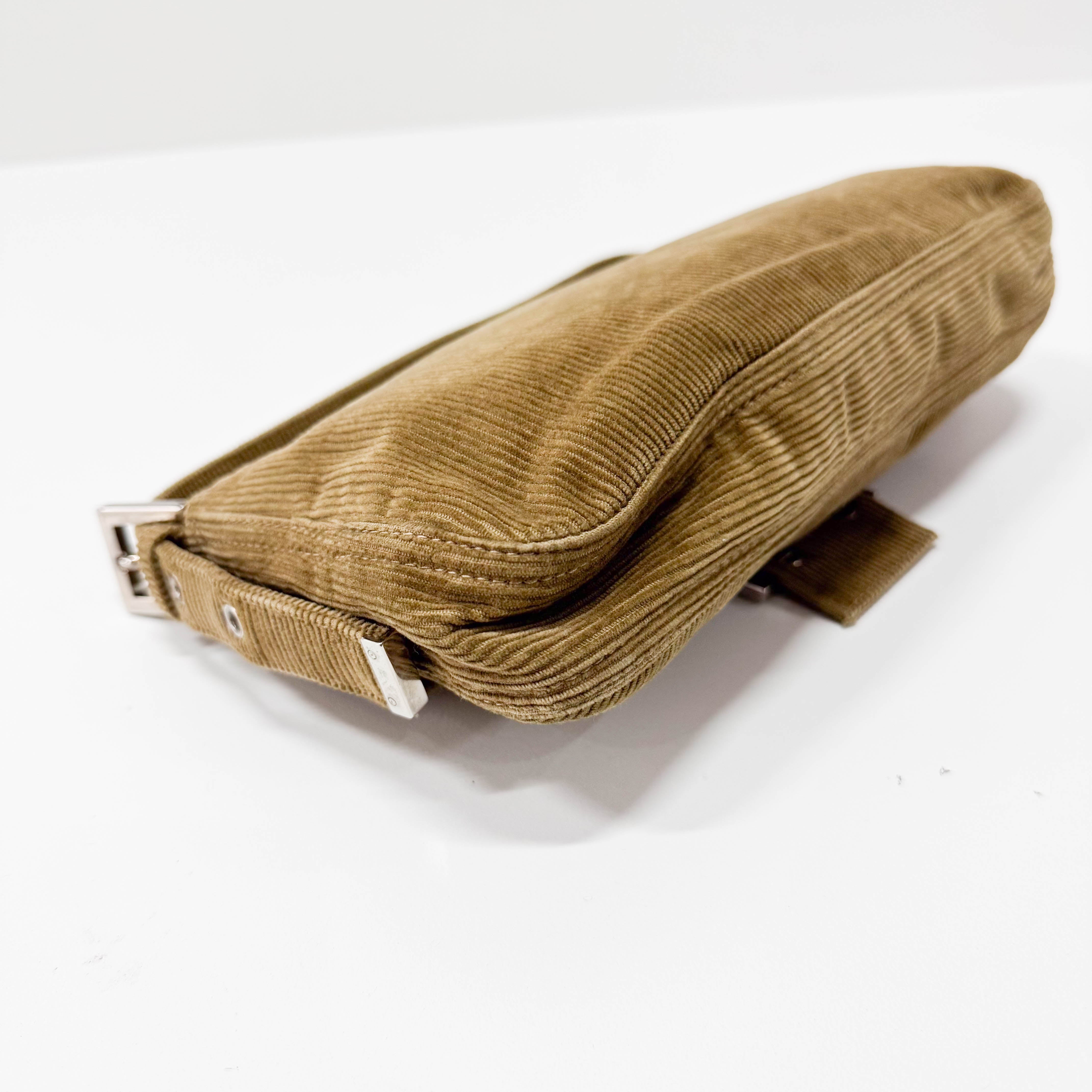 Baguette Brown Corduroy Shoulder Bag