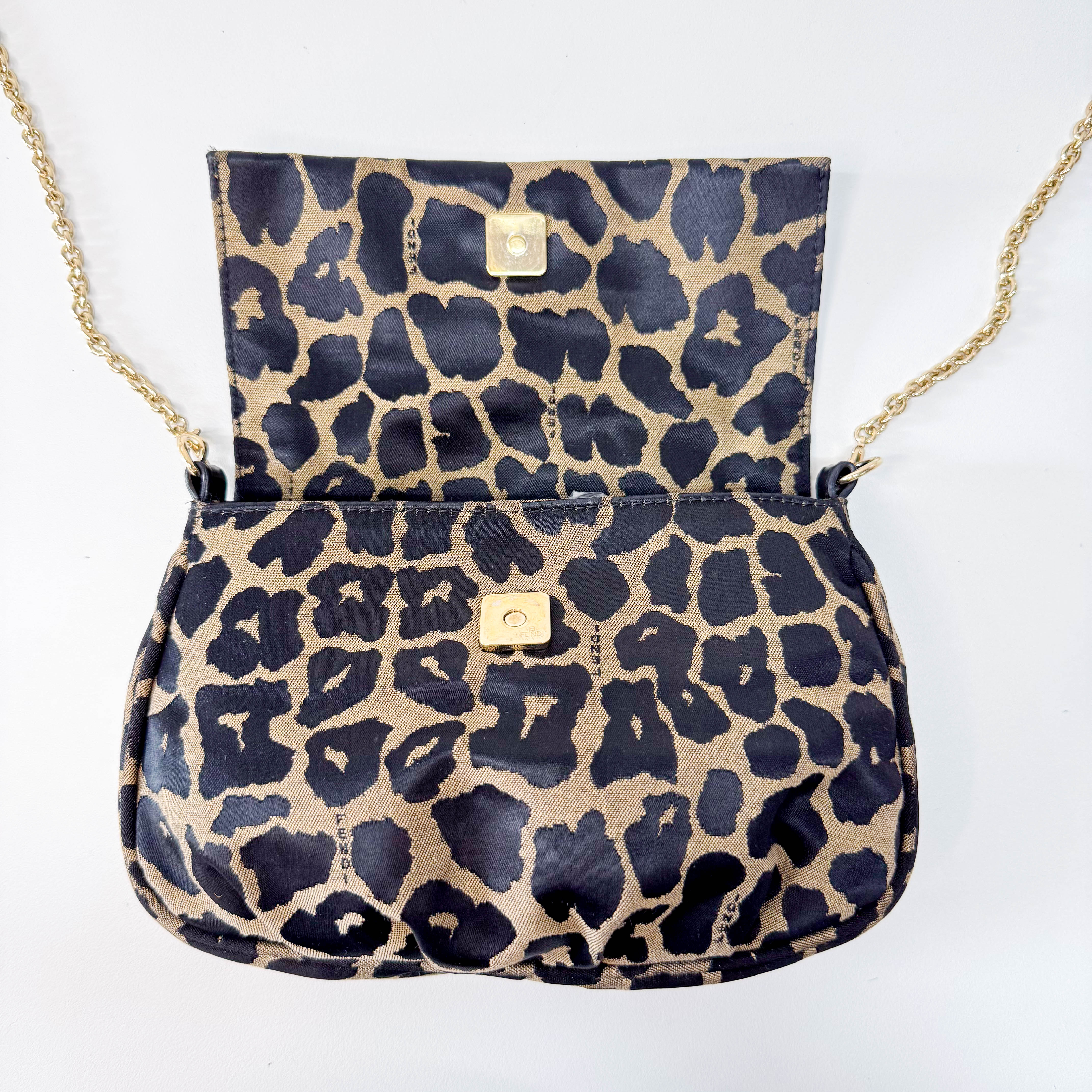 Mini Mamma Baguette Satin Leopard Print