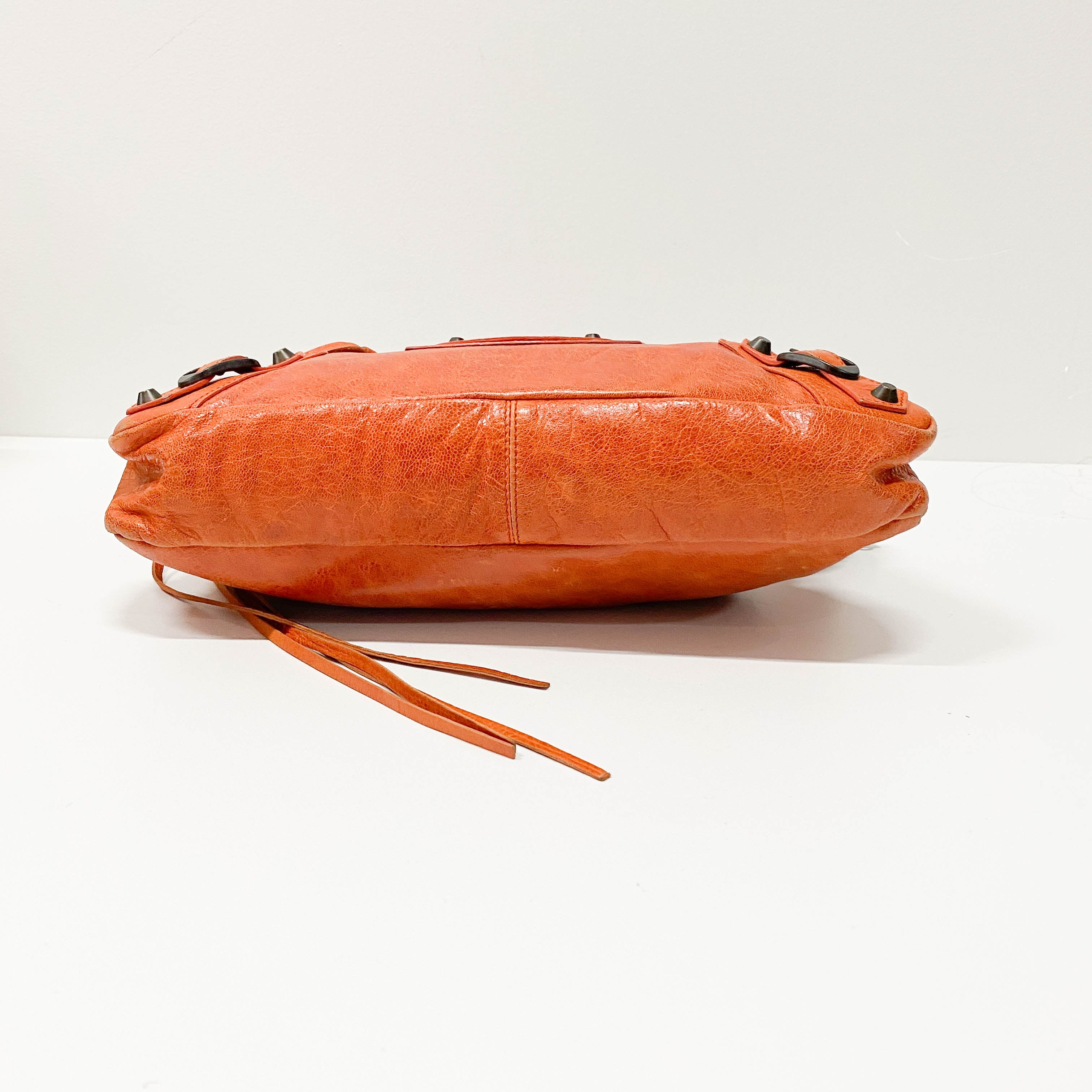 The First Orange Leather Shoulder Bag