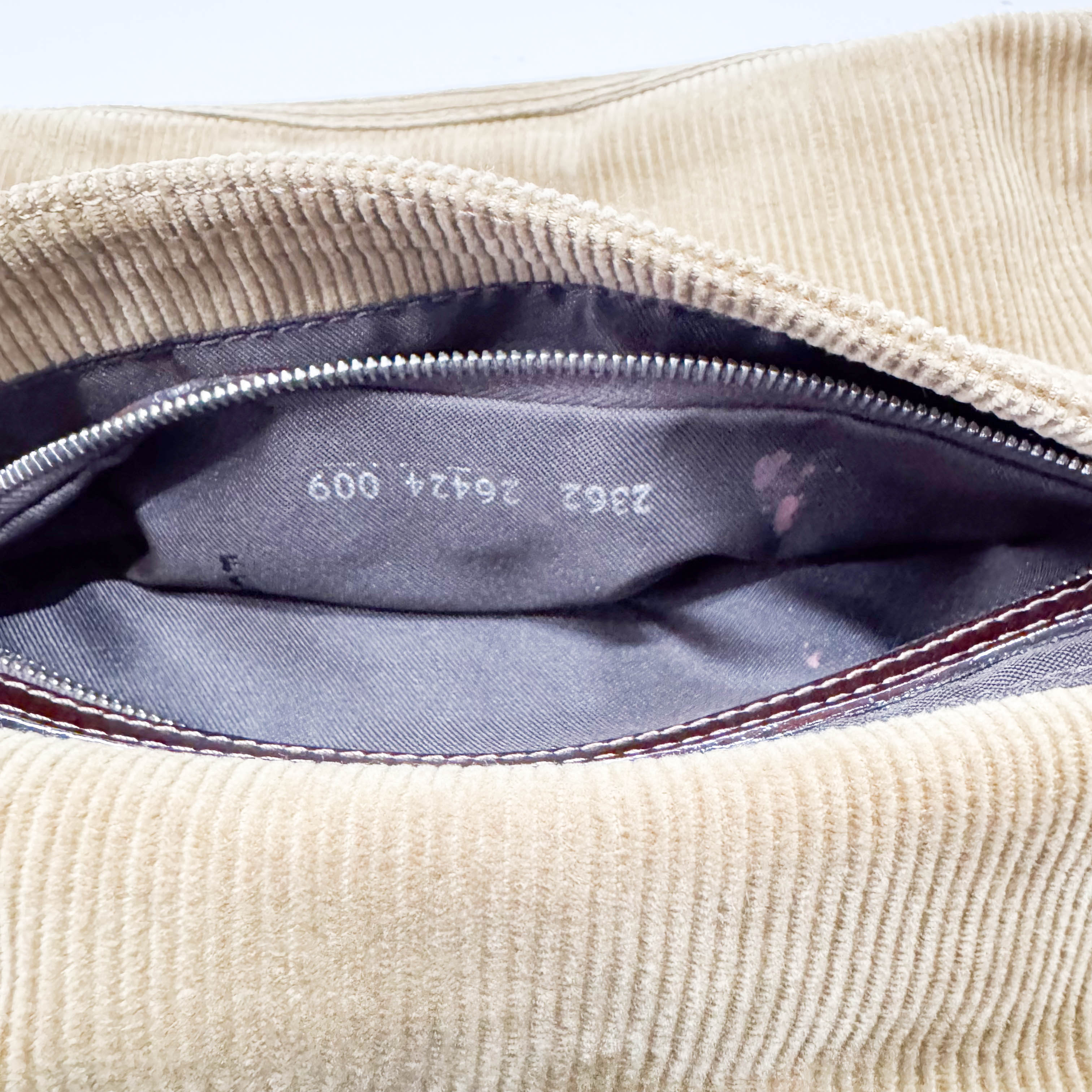 Baguette Brown Corduroy Shoulder Bag