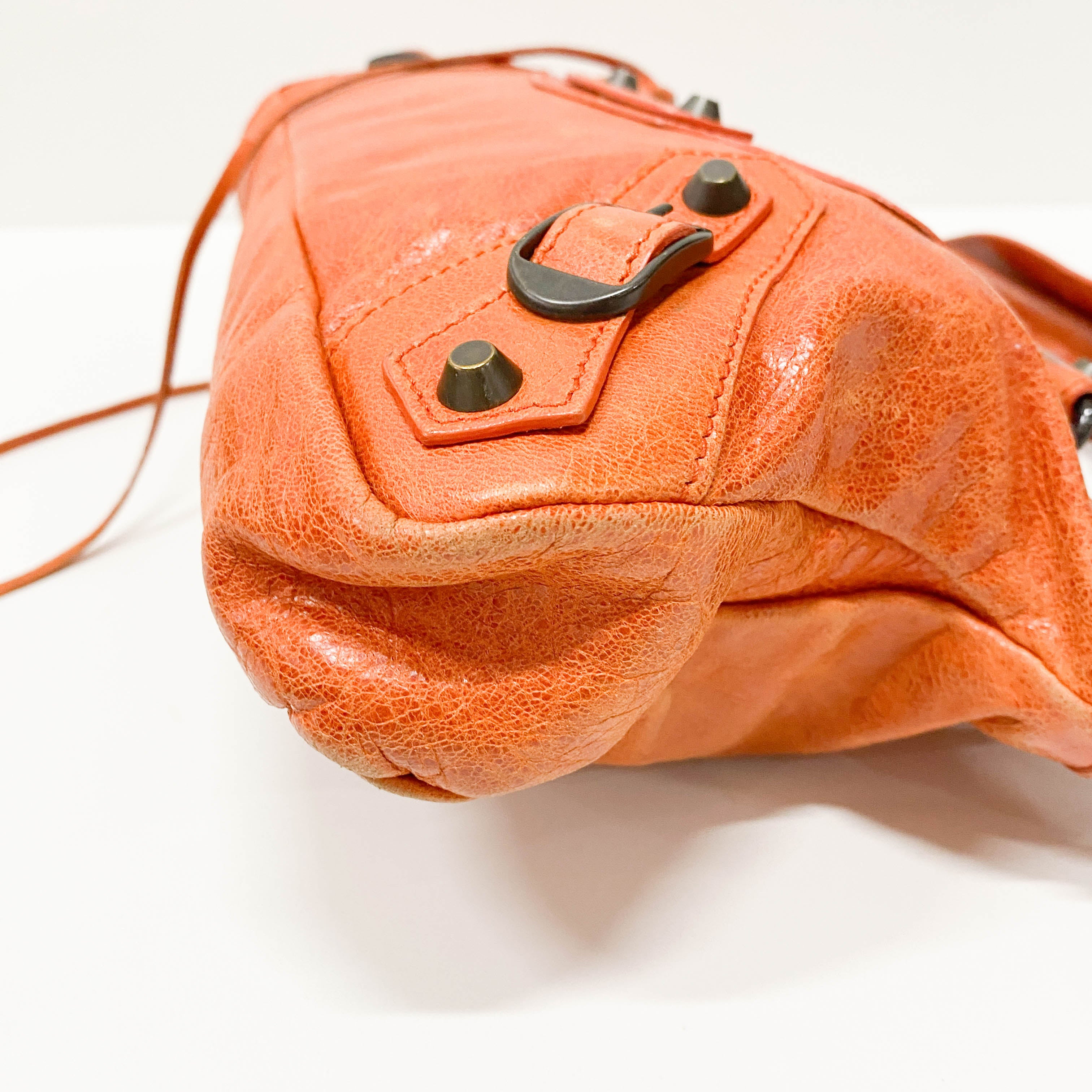 The First Orange Leather Shoulder Bag