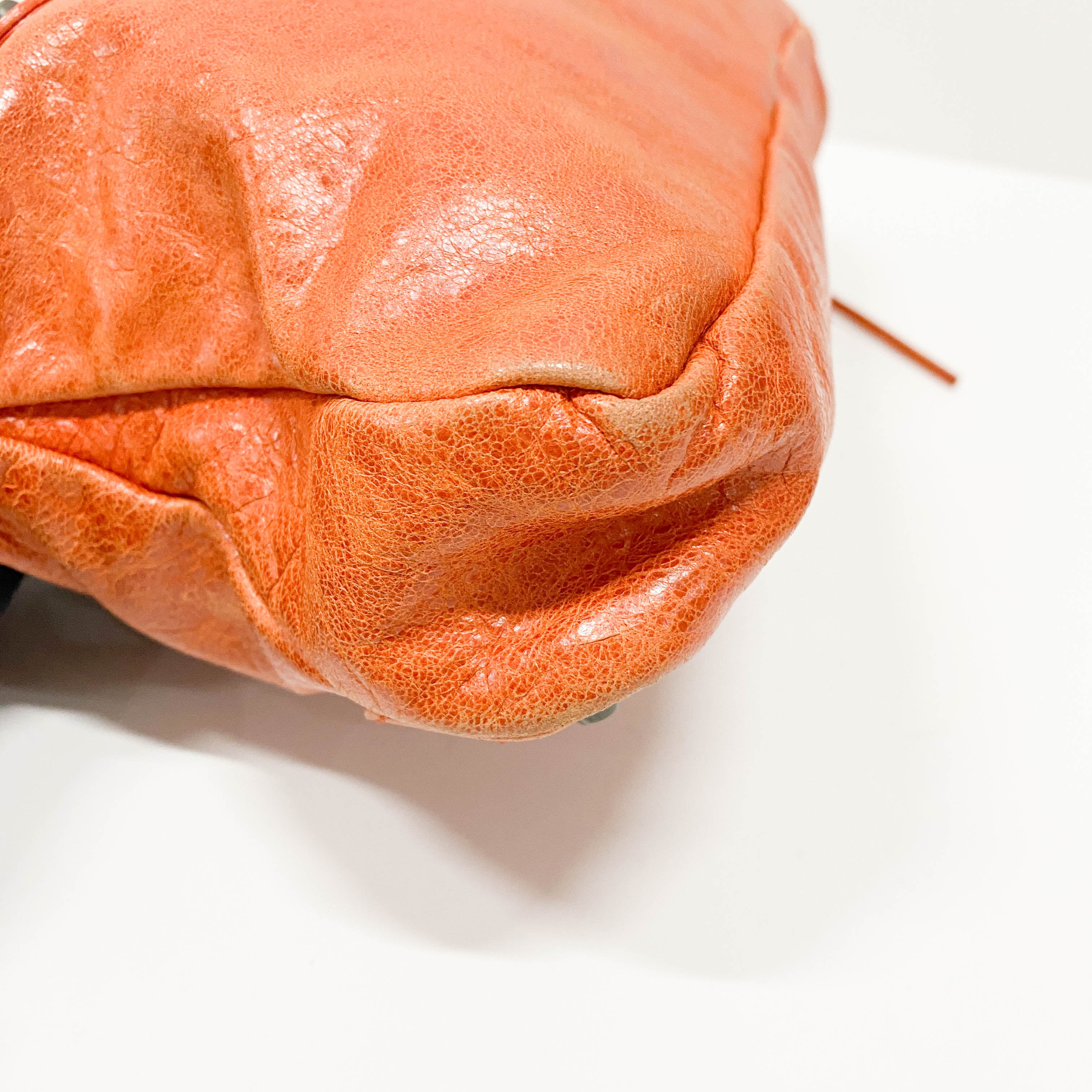 The First Orange Leather Shoulder Bag