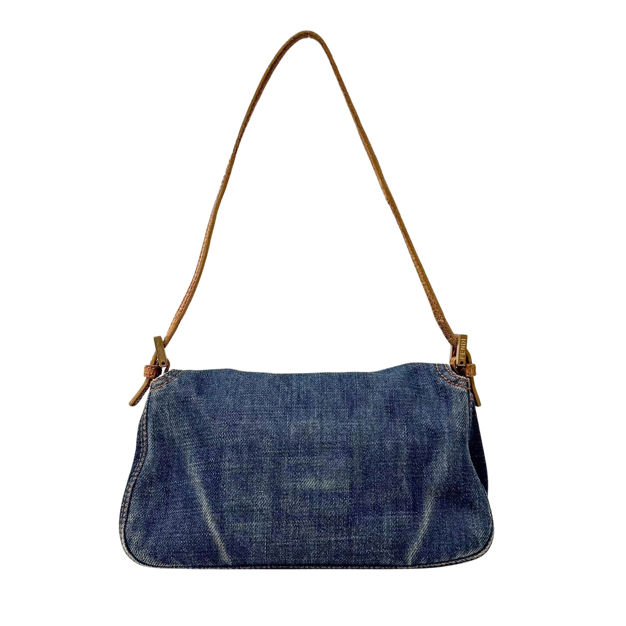 Mini Mamma Baguette Blue Denim Shoulder Bag