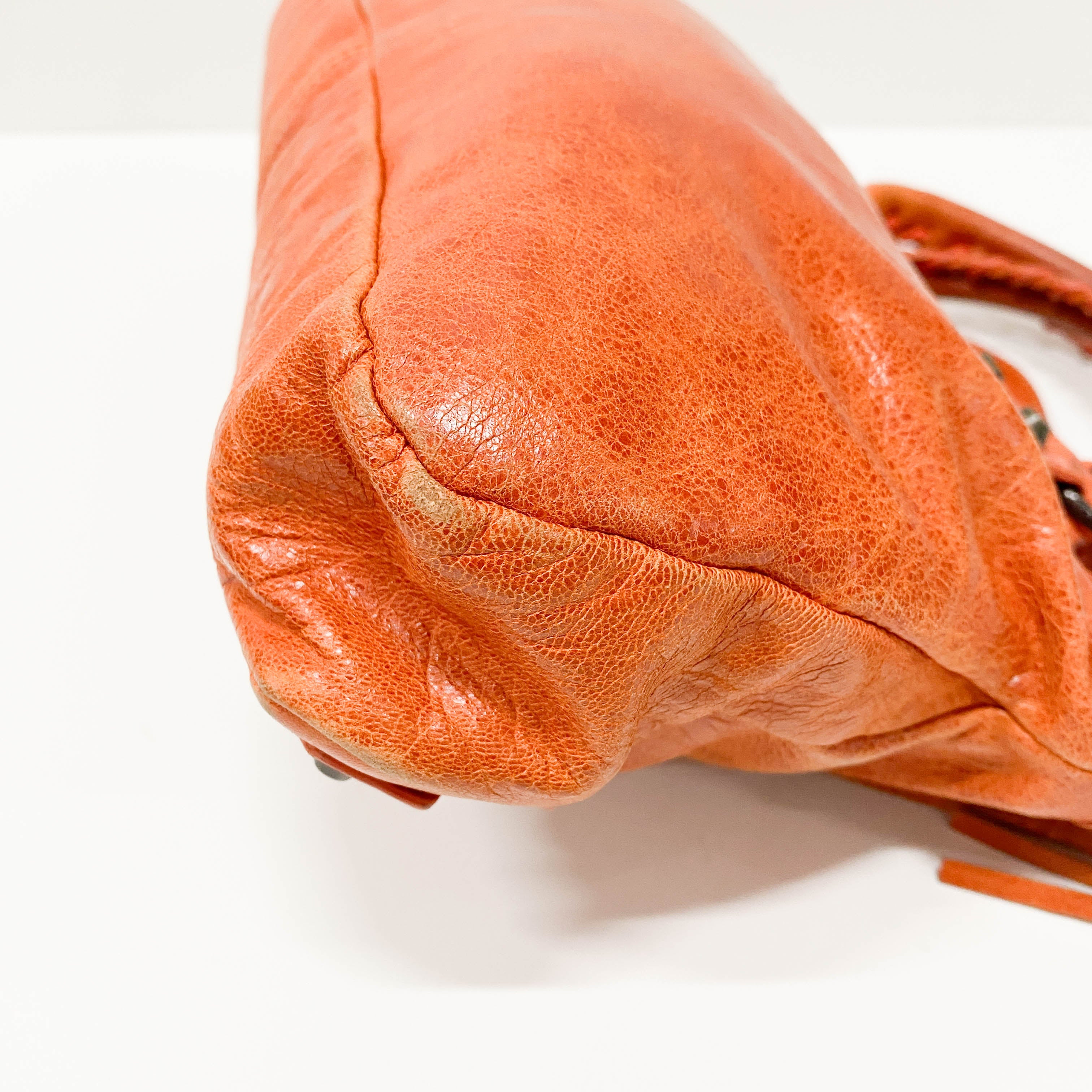 The First Orange Leather Shoulder Bag