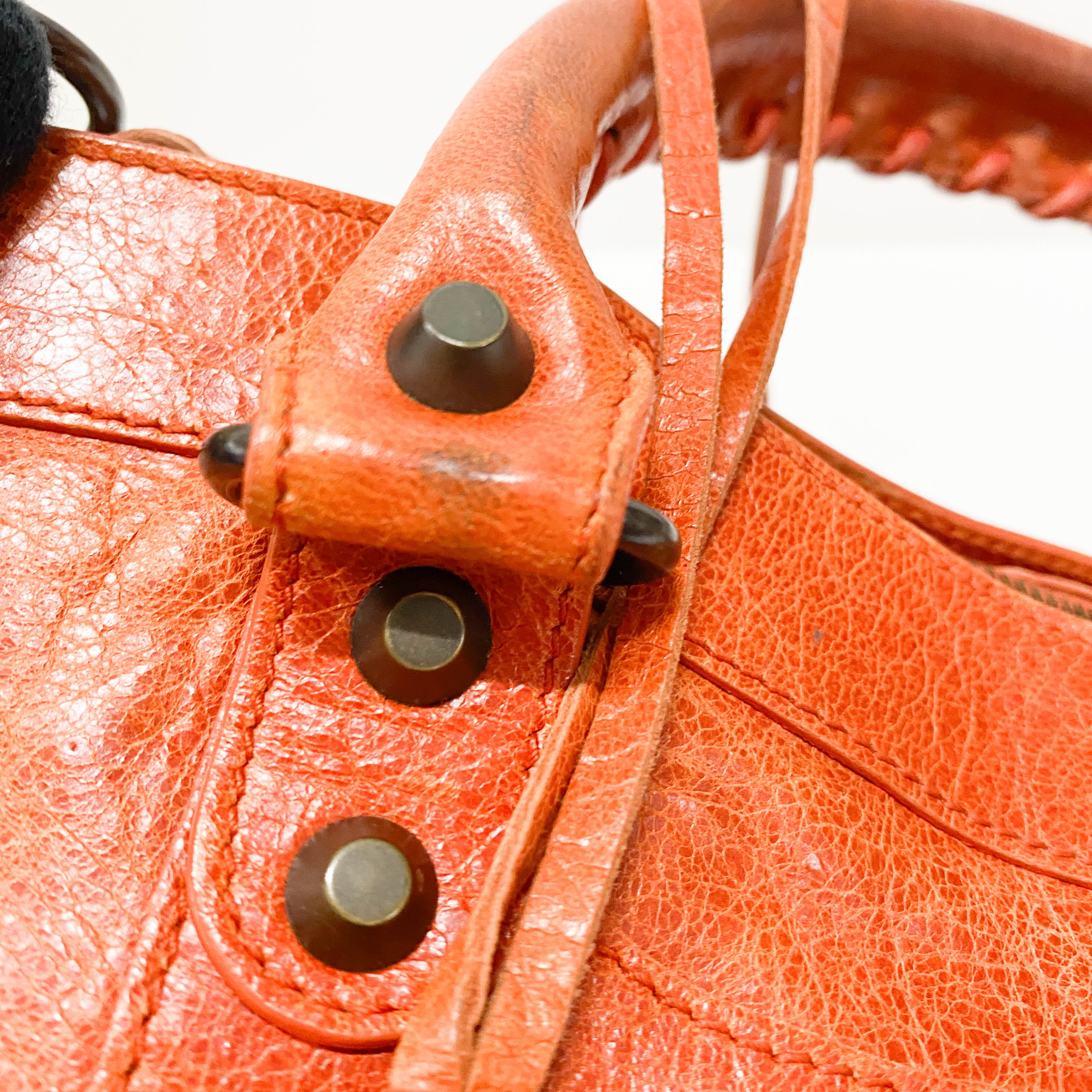 The First Orange Leather Shoulder Bag