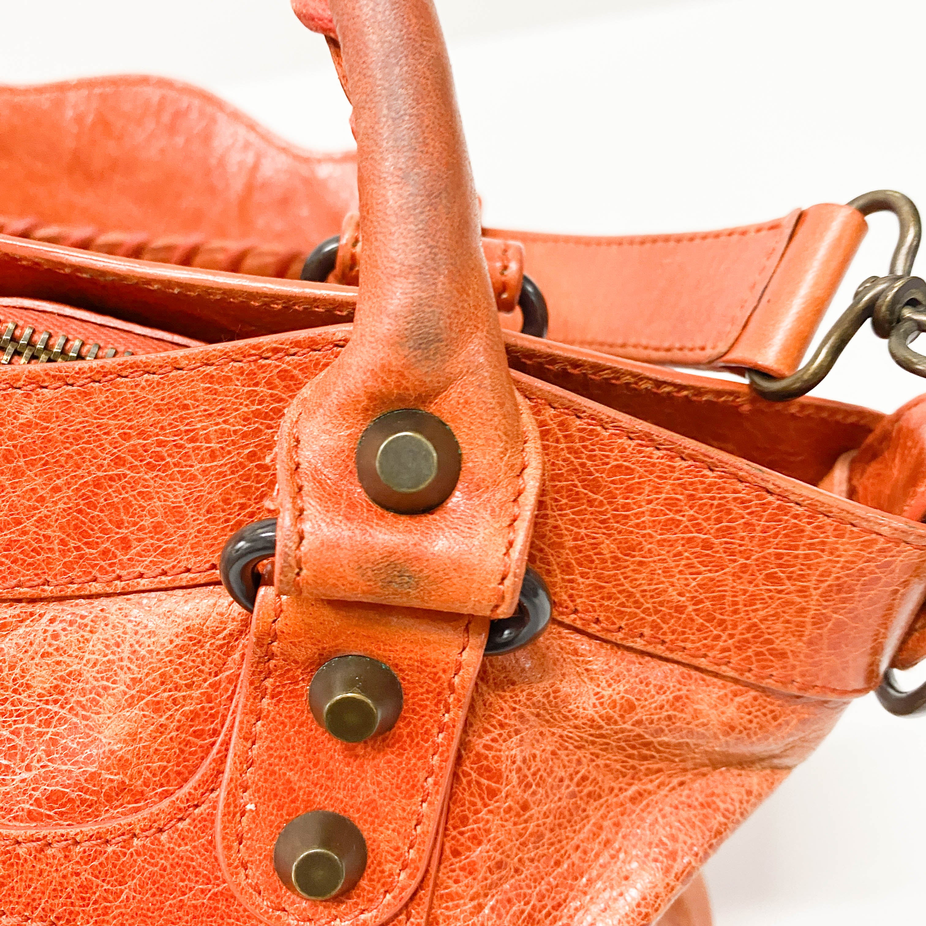 The First Orange Leather Shoulder Bag