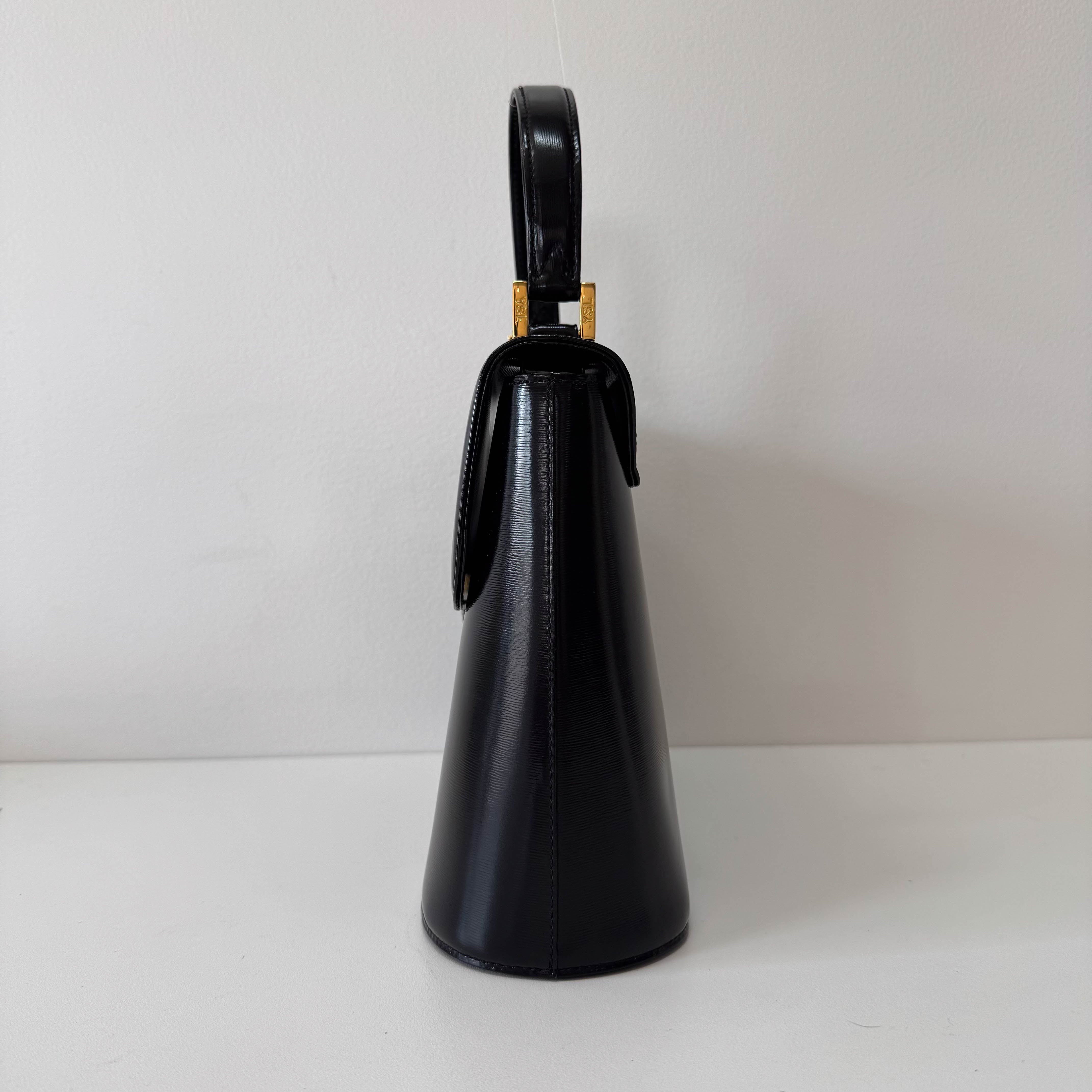 Archive Black Leather Top Handle Bag