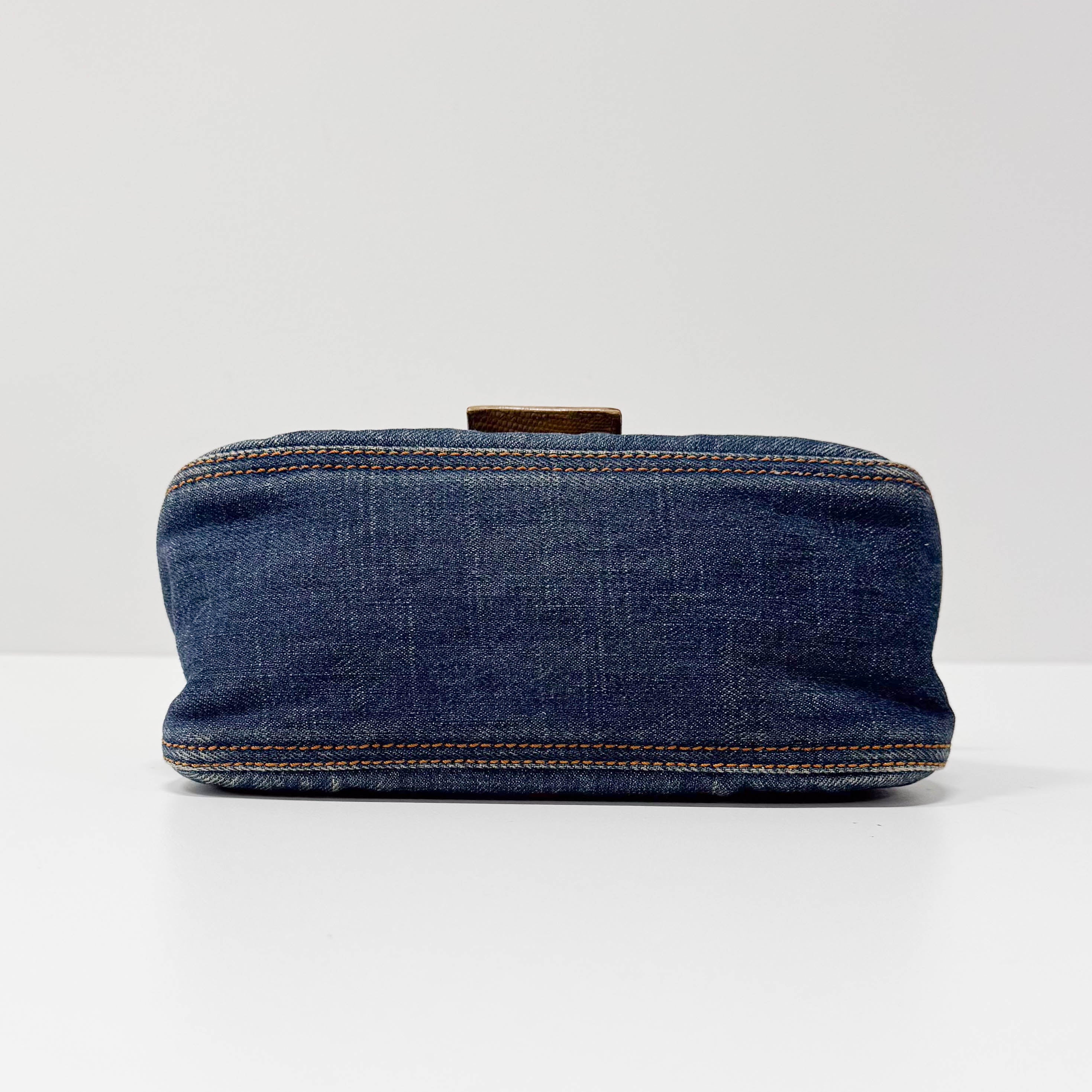 Mini Mamma Baguette Blue Denim Shoulder Bag